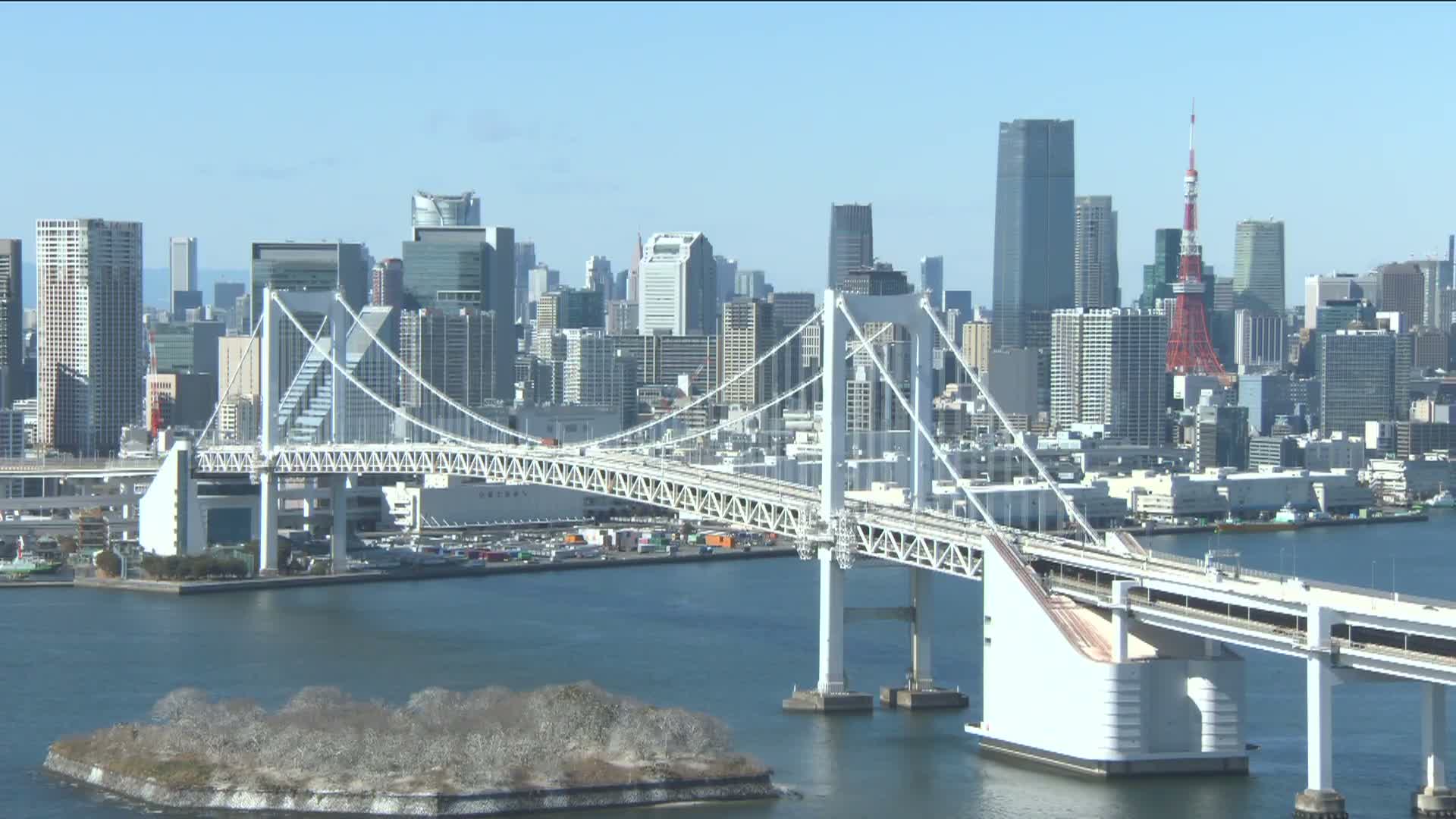Tokyo PTZ Skyline , Tokyo Bay & Rainbow Bridge Daiba Entrance ( 東京PTZスカイライン、東京湾＆レインボーブリッジ台場入口 )  Live Cam - 2 Chome, Daiba, Odaiba, Minato-ku, Tokyo, Kantō, Honshu, Japan