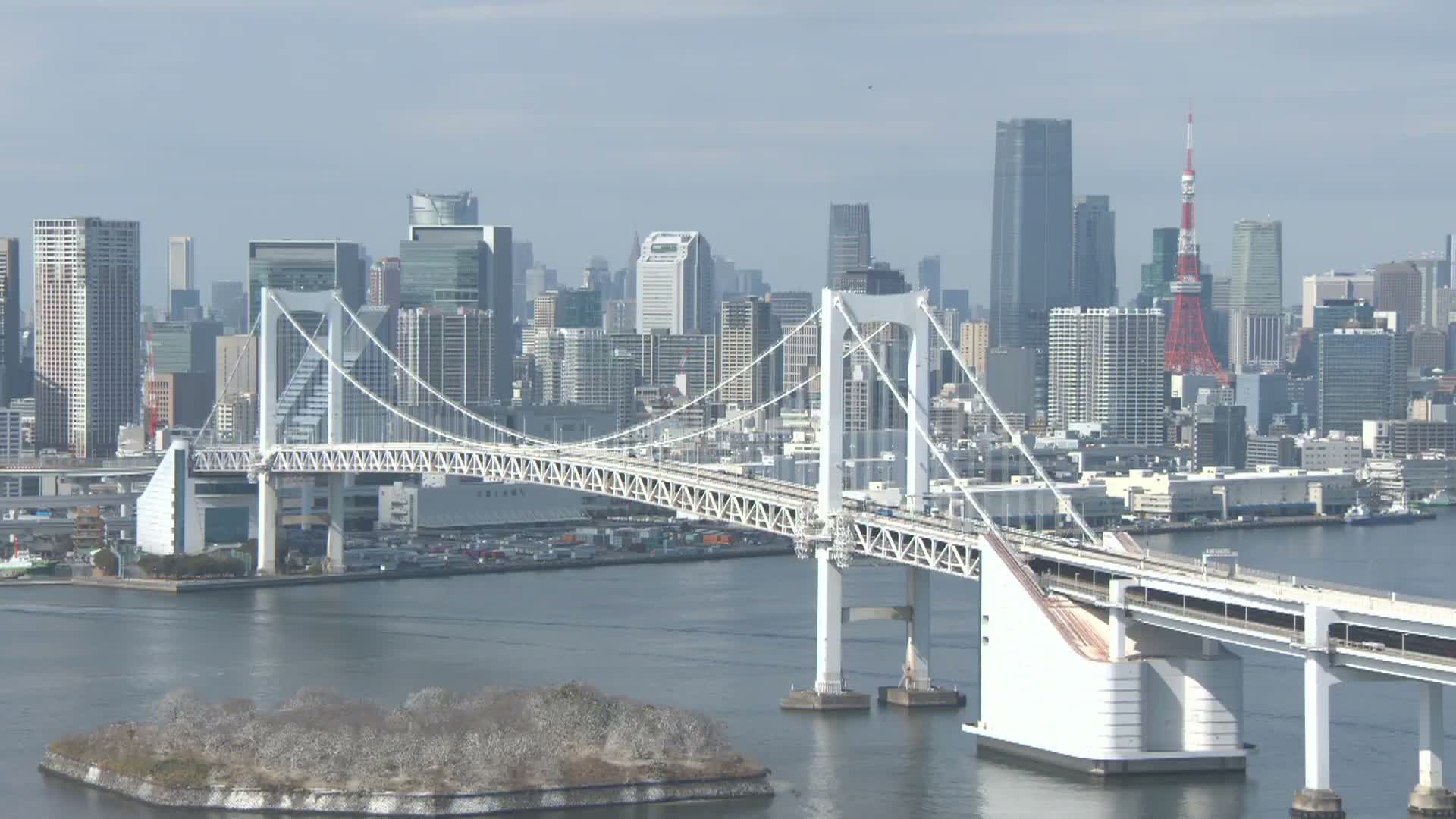Tokyo PTZ Skyline , Tokyo Bay & Rainbow Bridge Daiba Entrance ( 東京PTZスカイライン、東京湾＆レインボーブリッジ台場入口 )  Live Cam - 2 Chome, Daiba, Odaiba, Minato-ku, Tokyo, Kantō, Honshu, Japan
