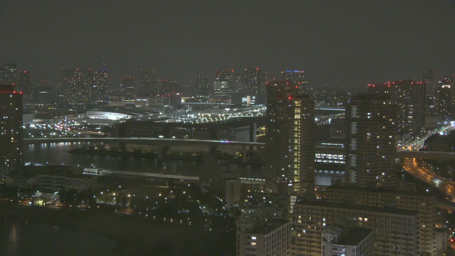 Tokyo PTZ Skyline , Tokyo Bay & Rainbow Bridge Daiba Entrance ( 東京PTZスカイライン、東京湾＆レインボーブリッジ台場入口 )  Live Cam - 2 Chome, Daiba, Odaiba, Minato-ku, Tokyo, Kantō, Honshu, Japan