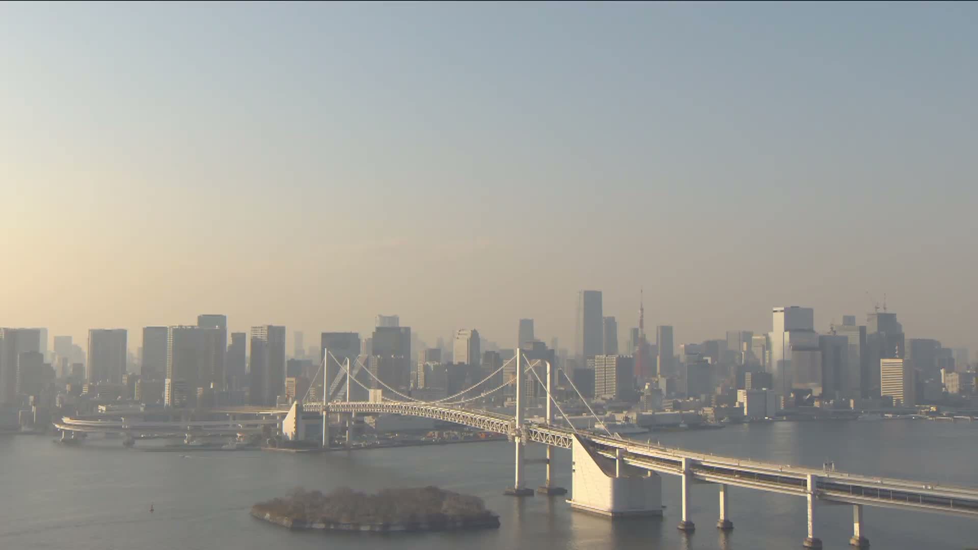 Tokyo PTZ Skyline , Tokyo Bay & Rainbow Bridge Daiba Entrance ( 東京PTZスカイライン、東京湾＆レインボーブリッジ台場入口 )  Live Cam - 2 Chome, Daiba, Odaiba, Minato-ku, Tokyo, Kantō, Honshu, Japan