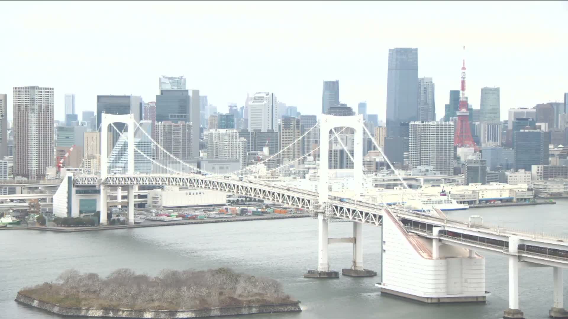 Tokyo PTZ Skyline , Tokyo Bay & Rainbow Bridge Daiba Entrance ( 東京PTZスカイライン、東京湾＆レインボーブリッジ台場入口 )  Live Cam - 2 Chome, Daiba, Odaiba, Minato-ku, Tokyo, Kantō, Honshu, Japan