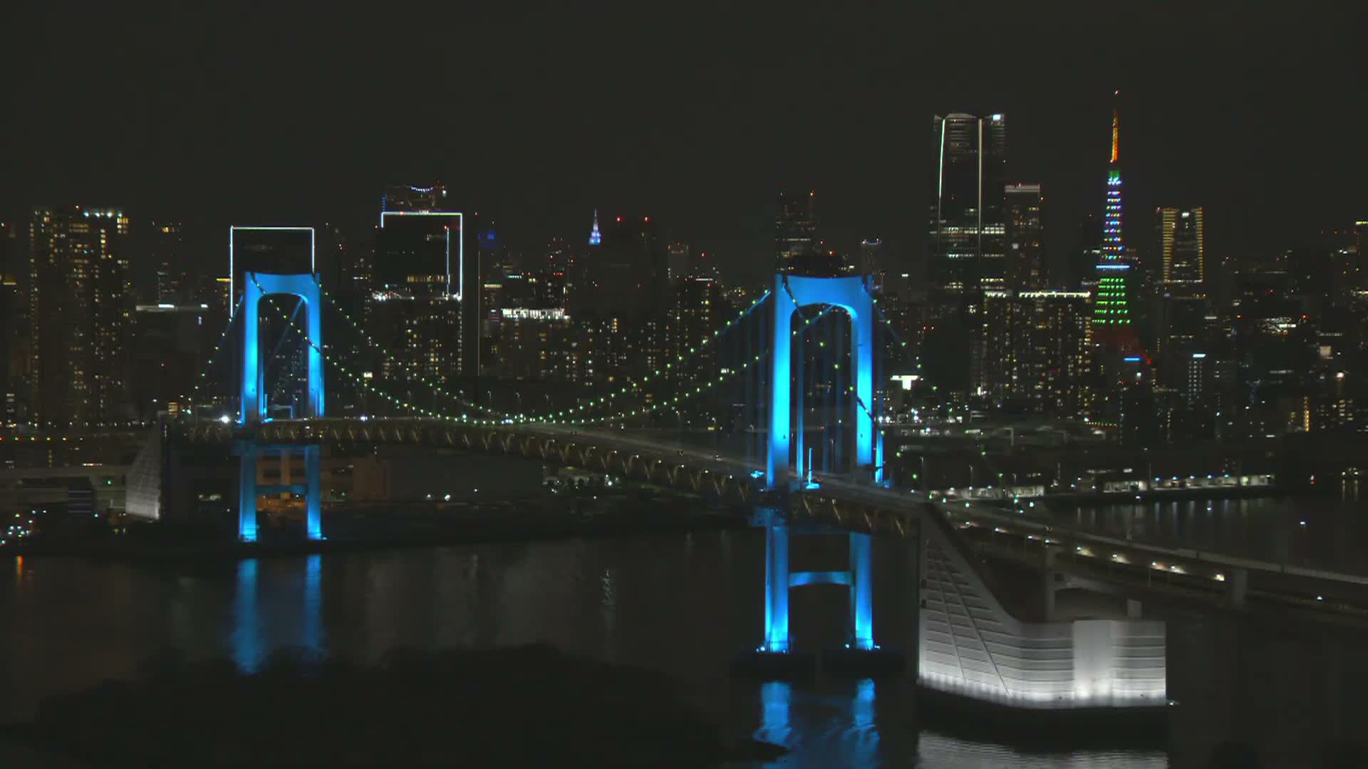 Tokyo PTZ Skyline , Tokyo Bay & Rainbow Bridge Daiba Entrance ( 東京PTZスカイライン、東京湾＆レインボーブリッジ台場入口 )  Live Cam - 2 Chome, Daiba, Odaiba, Minato-ku, Tokyo, Kantō, Honshu, Japan