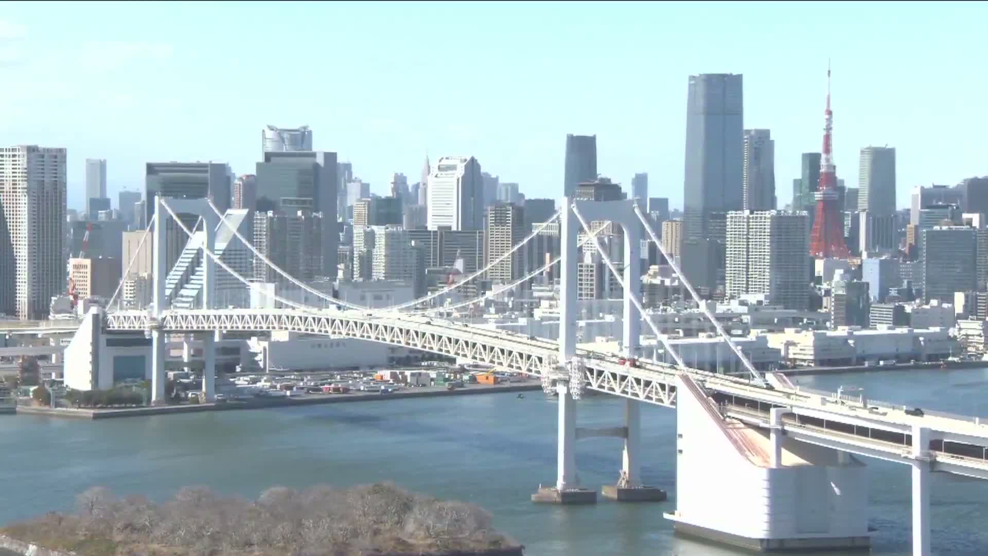 Tokyo PTZ Skyline , Tokyo Bay & Rainbow Bridge Daiba Entrance ( 東京PTZスカイライン、東京湾＆レインボーブリッジ台場入口 )  Live Cam - 2 Chome, Daiba, Odaiba, Minato-ku, Tokyo, Kantō, Honshu, Japan