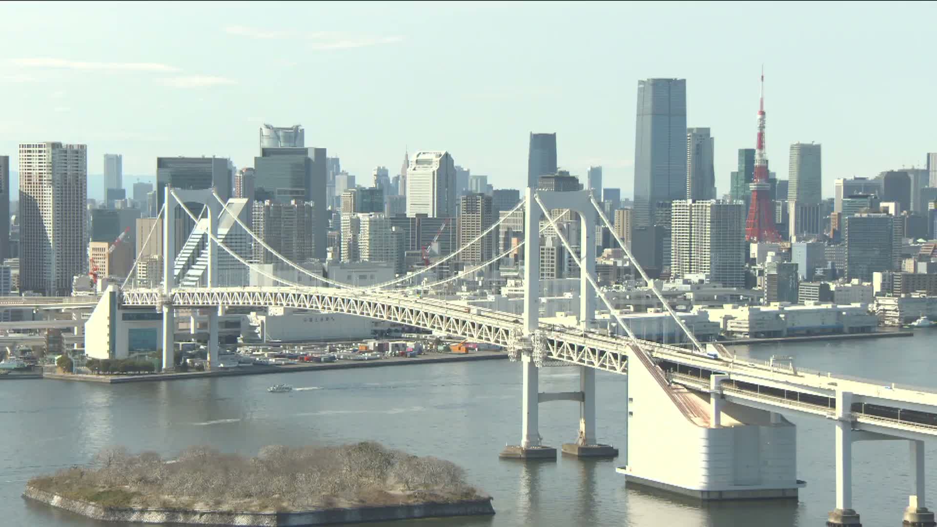 Tokyo PTZ Skyline , Tokyo Bay & Rainbow Bridge Daiba Entrance ( 東京PTZスカイライン、東京湾＆レインボーブリッジ台場入口 )  Live Cam - 2 Chome, Daiba, Odaiba, Minato-ku, Tokyo, Kantō, Honshu, Japan
