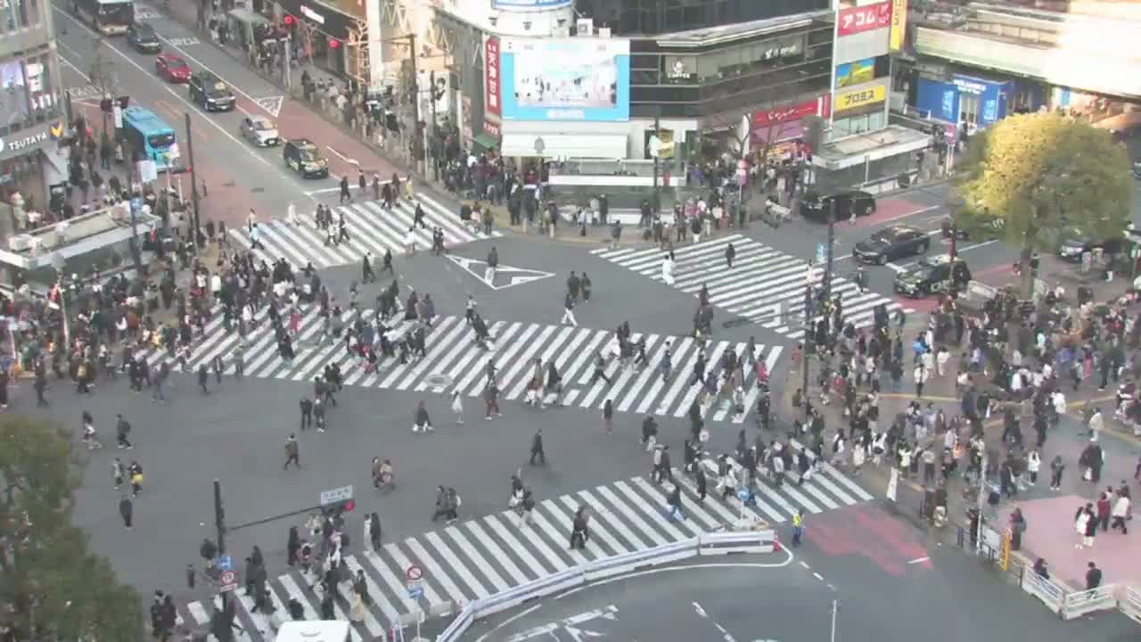 Tokyo, Shibuya Scramble Crossing Live Cam ( 東京、渋谷スクランブル交差点 )  Live Cam - Dogenzaka, Shibuya-ku, Tokyo, Kantō, Honshu, Japan