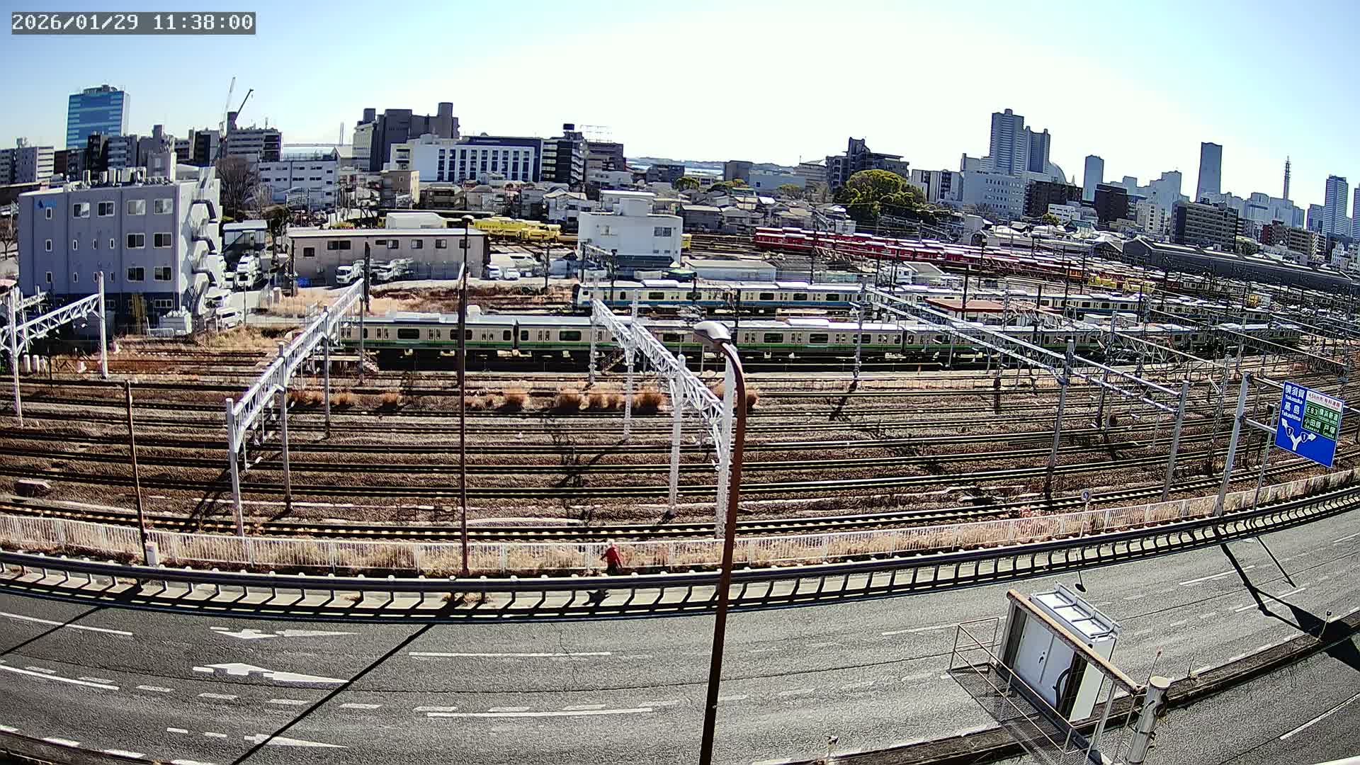 Kanagawa, Yokohama Higashi-Kanagawa Train Vehicle Center & Yokohama Downtown View ( 神奈川・横浜 東神奈川車両センター＆横浜ダウンタウンビュ ) Live Cam -  Tatemachi, Kanagawa-ku, Yokohama, Kanagawa, Kanto, Honshu, Japan