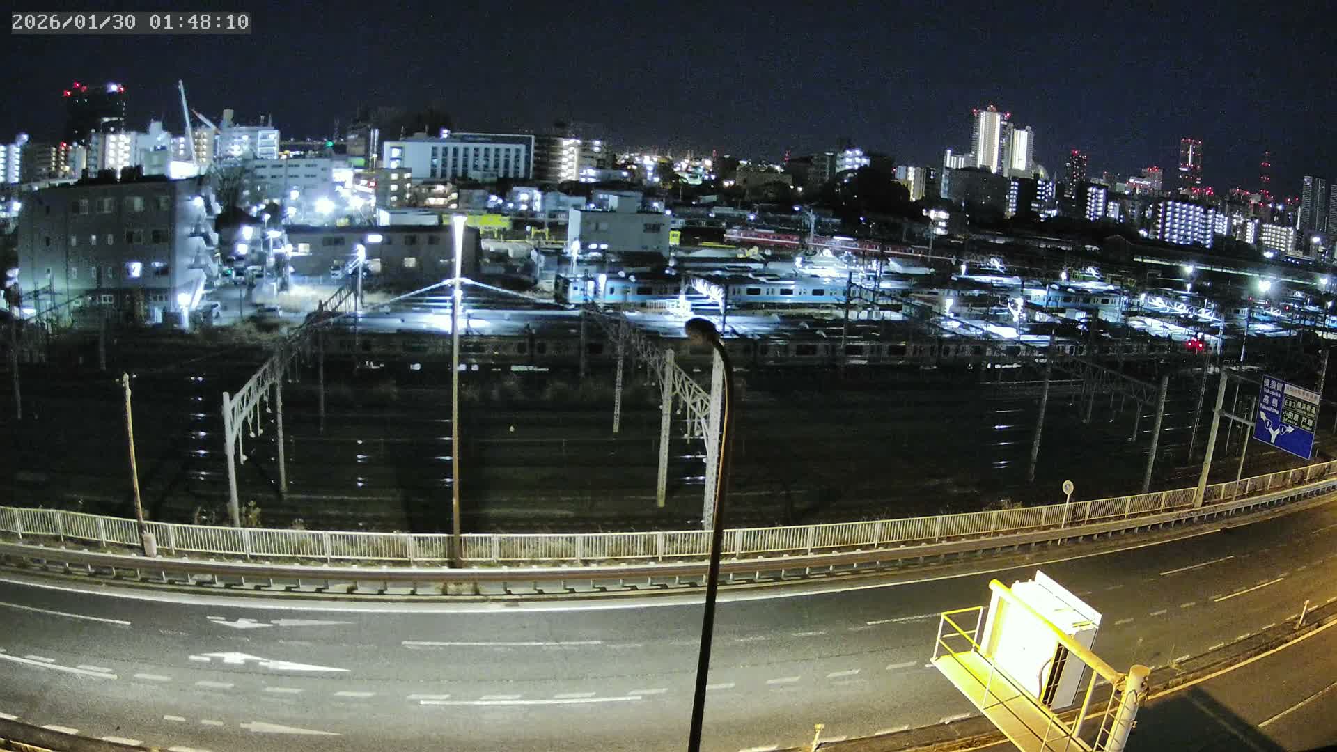 Kanagawa, Yokohama Higashi-Kanagawa Train Vehicle Center & Yokohama Downtown View ( 神奈川・横浜 東神奈川車両センター＆横浜ダウンタウンビュ ) Live Cam -  Tatemachi, Kanagawa-ku, Yokohama, Kanagawa, Kanto, Honshu, Japan