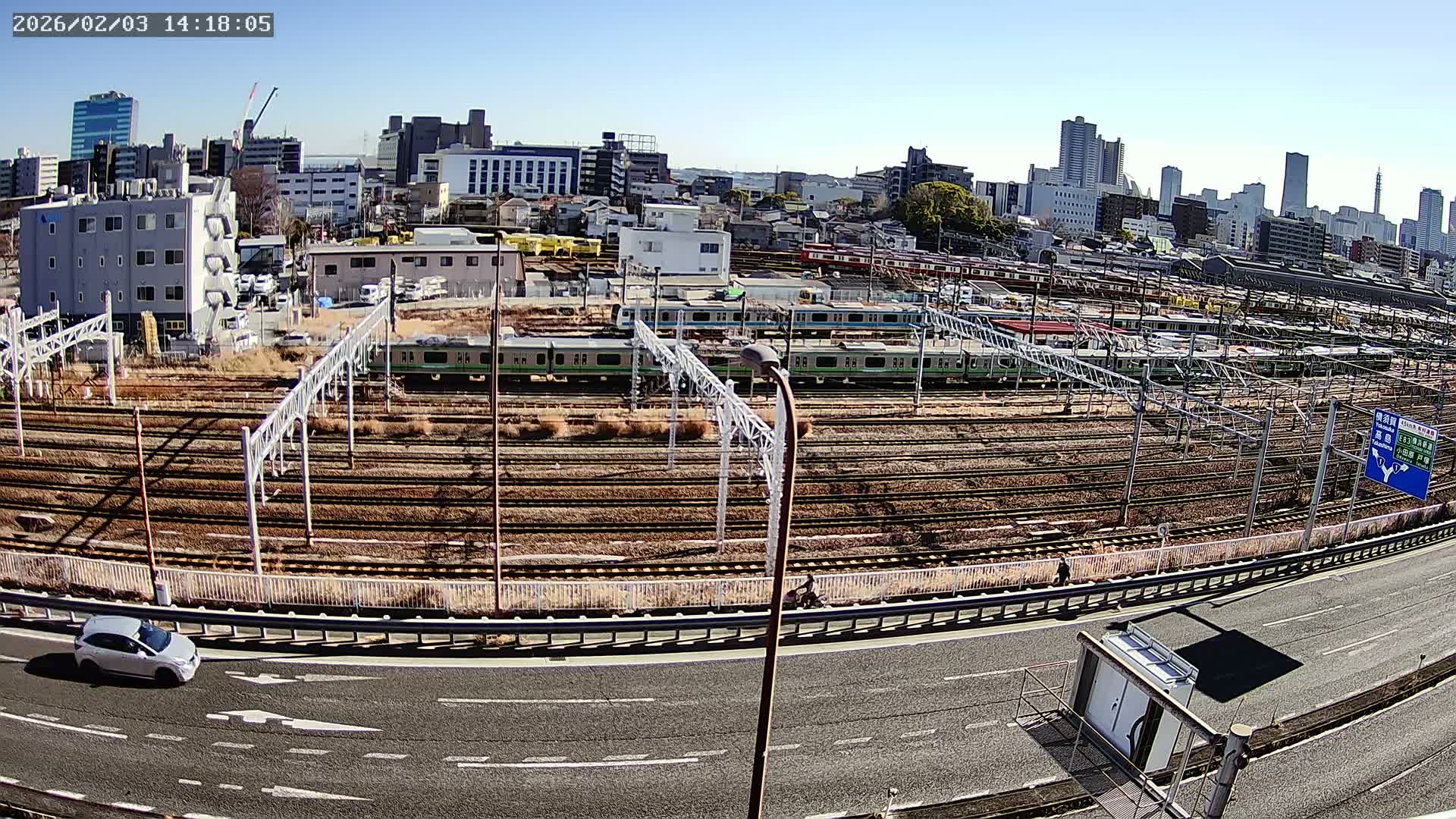 Kanagawa, Yokohama Higashi-Kanagawa Train Vehicle Center & Yokohama Downtown View ( 神奈川・横浜 東神奈川車両センター＆横浜ダウンタウンビュ ) Live Cam -  Tatemachi, Kanagawa-ku, Yokohama, Kanagawa, Kanto, Honshu, Japan