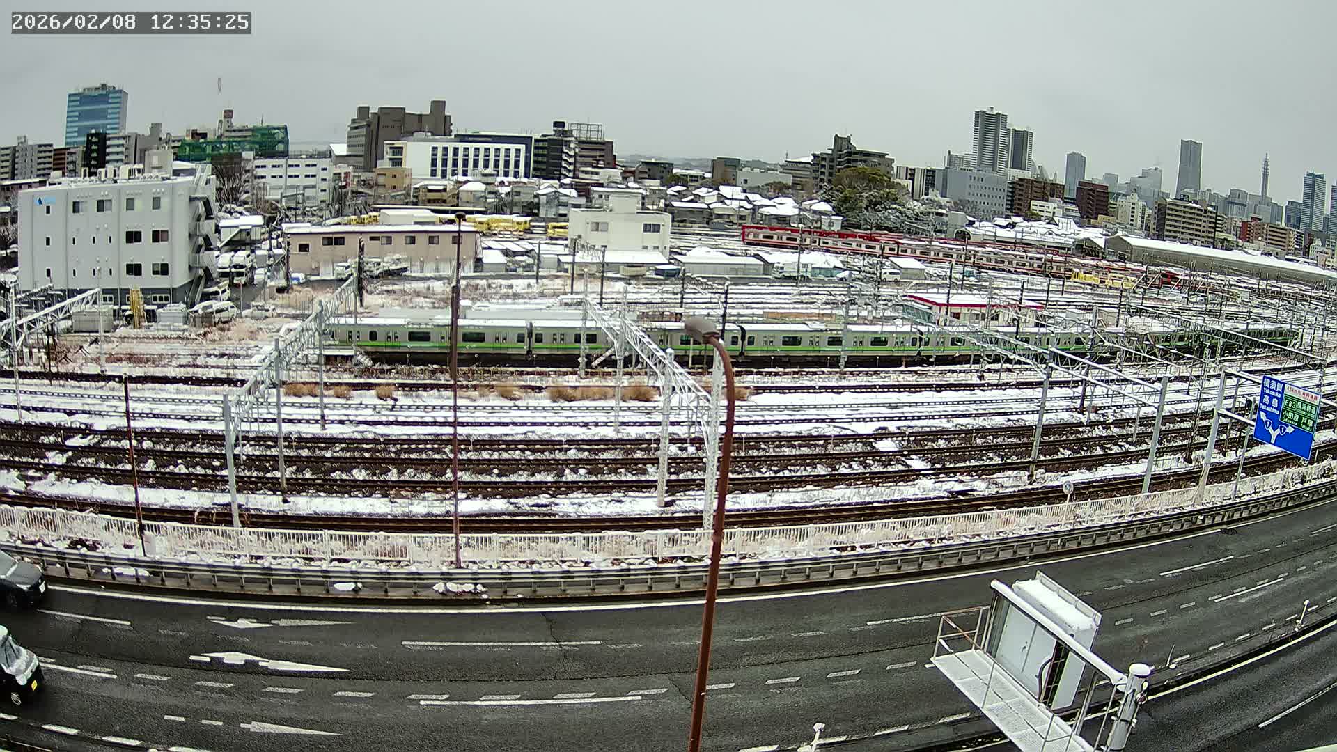 Kanagawa, Yokohama Higashi-Kanagawa Train Vehicle Center & Yokohama Downtown View ( 神奈川・横浜 東神奈川車両センター＆横浜ダウンタウンビュ ) Live Cam -  Tatemachi, Kanagawa-ku, Yokohama, Kanagawa, Kanto, Honshu, Japan