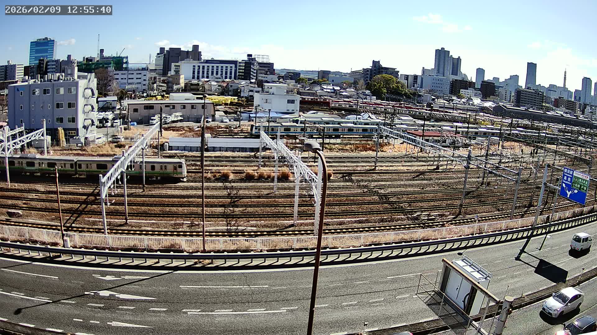 Kanagawa, Yokohama Higashi-Kanagawa Train Vehicle Center & Yokohama Downtown View ( 神奈川・横浜 東神奈川車両センター＆横浜ダウンタウンビュ ) Live Cam -  Tatemachi, Kanagawa-ku, Yokohama, Kanagawa, Kanto, Honshu, Japan