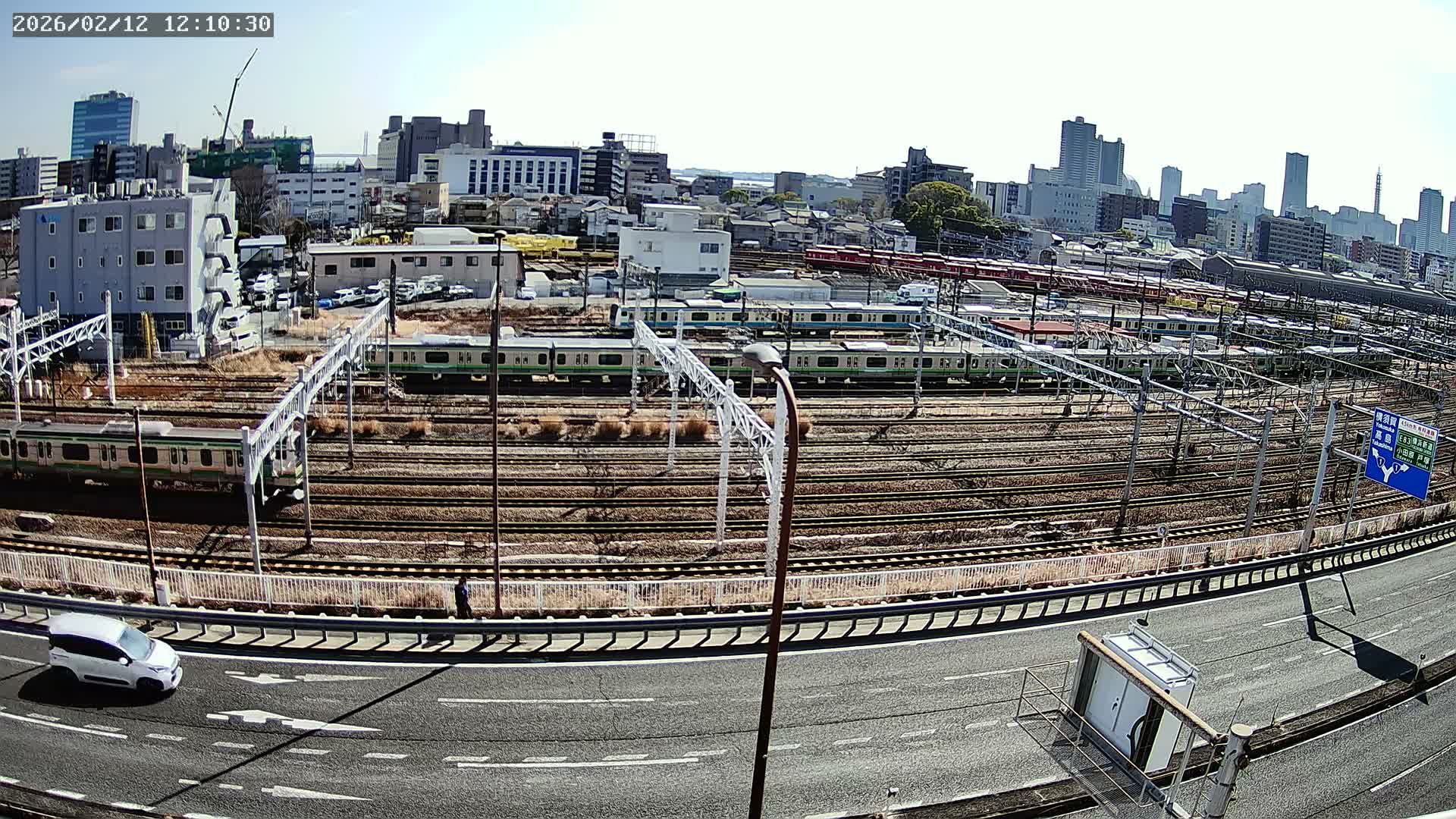 Kanagawa, Yokohama Higashi-Kanagawa Train Vehicle Center & Yokohama Downtown View ( 神奈川・横浜 東神奈川車両センター＆横浜ダウンタウンビュ ) Live Cam -  Tatemachi, Kanagawa-ku, Yokohama, Kanagawa, Kanto, Honshu, Japan