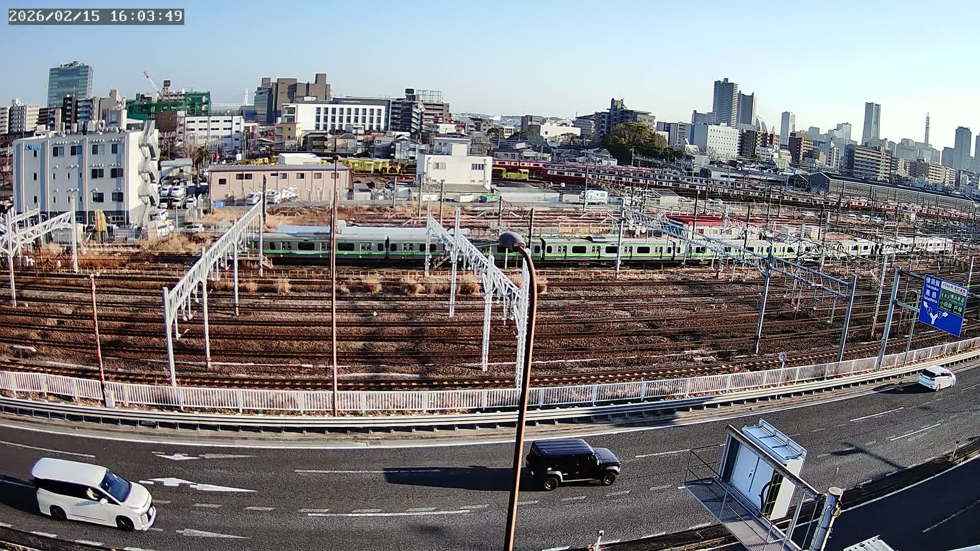 Kanagawa, Yokohama Higashi-Kanagawa Train Vehicle Center & Yokohama Downtown View ( 神奈川・横浜 東神奈川車両センター＆横浜ダウンタウンビュ ) Live Cam -  Tatemachi, Kanagawa-ku, Yokohama, Kanagawa, Kanto, Honshu, Japan