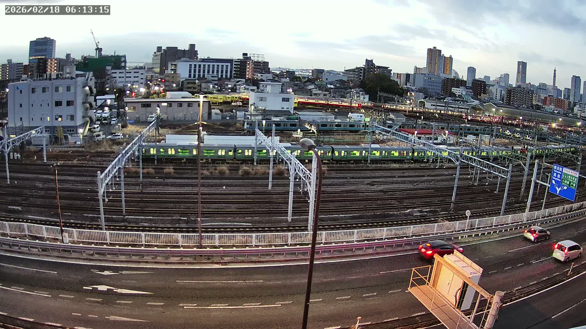 Kanagawa, Yokohama Higashi-Kanagawa Train Vehicle Center & Yokohama Downtown View ( 神奈川・横浜 東神奈川車両センター＆横浜ダウンタウンビュ ) Live Cam -  Tatemachi, Kanagawa-ku, Yokohama, Kanagawa, Kanto, Honshu, Japan