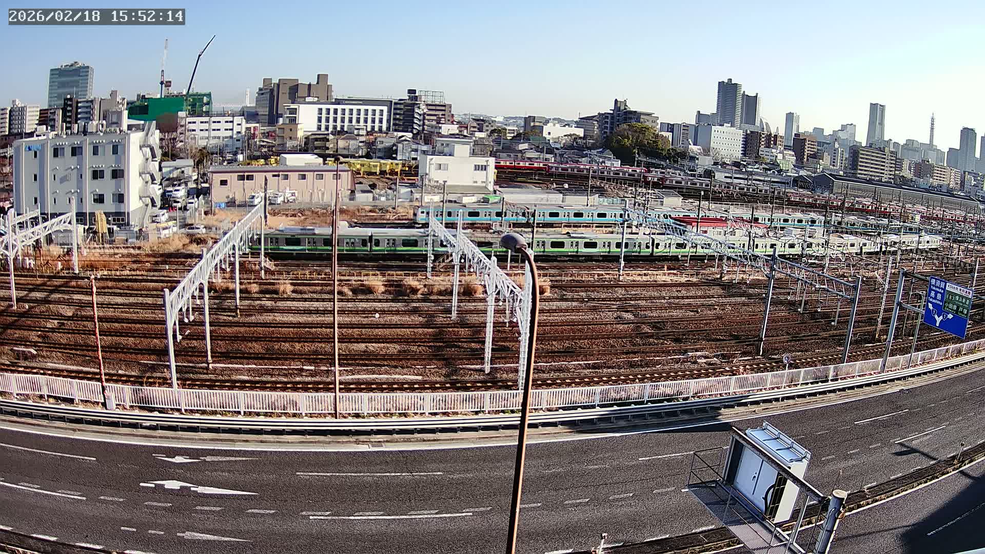 Kanagawa, Yokohama Higashi-Kanagawa Train Vehicle Center & Yokohama Downtown View ( 神奈川・横浜 東神奈川車両センター＆横浜ダウンタウンビュ ) Live Cam -  Tatemachi, Kanagawa-ku, Yokohama, Kanagawa, Kanto, Honshu, Japan