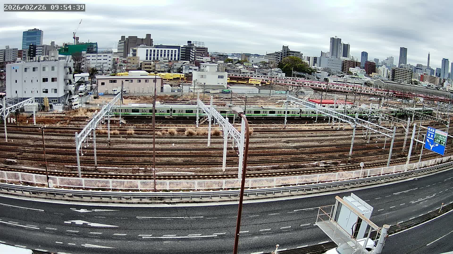 Kanagawa, Yokohama Higashi-Kanagawa Train Vehicle Center & Yokohama Downtown View ( 神奈川・横浜 東神奈川車両センター＆横浜ダウンタウンビュ ) Live Cam -  Tatemachi, Kanagawa-ku, Yokohama, Kanagawa, Kanto, Honshu, Japan