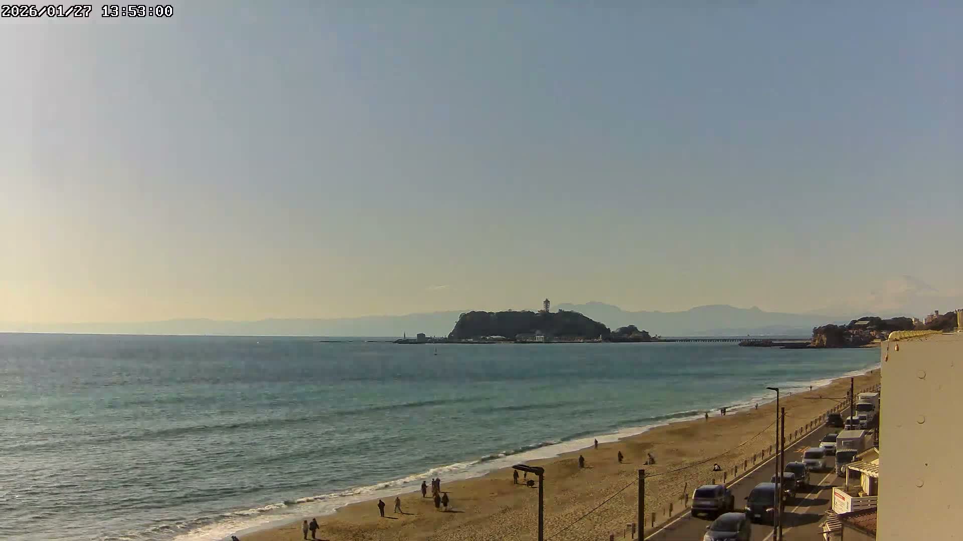 Kanagawa, Kamakura, Shichirigahama Beach & Mount Fuji View ( 神奈川、鎌倉、七里ヶ浜、富士山の眺め ) Live Cam -1 Chome, Shichirigahama, Kamakura, Kanagawa, Kanto, Honshu, Japan 