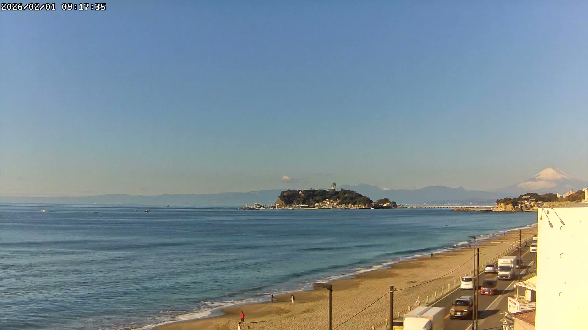 Kanagawa, Kamakura, Shichirigahama Beach & Mount Fuji View ( 神奈川、鎌倉、七里ヶ浜、富士山の眺め ) Live Cam -1 Chome, Shichirigahama, Kamakura, Kanagawa, Kanto, Honshu, Japan 
