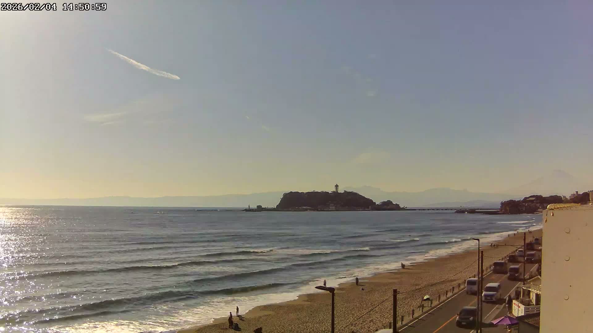 Kanagawa, Kamakura, Shichirigahama Beach & Mount Fuji View ( 神奈川、鎌倉、七里ヶ浜、富士山の眺め ) Live Cam -1 Chome, Shichirigahama, Kamakura, Kanagawa, Kanto, Honshu, Japan 
