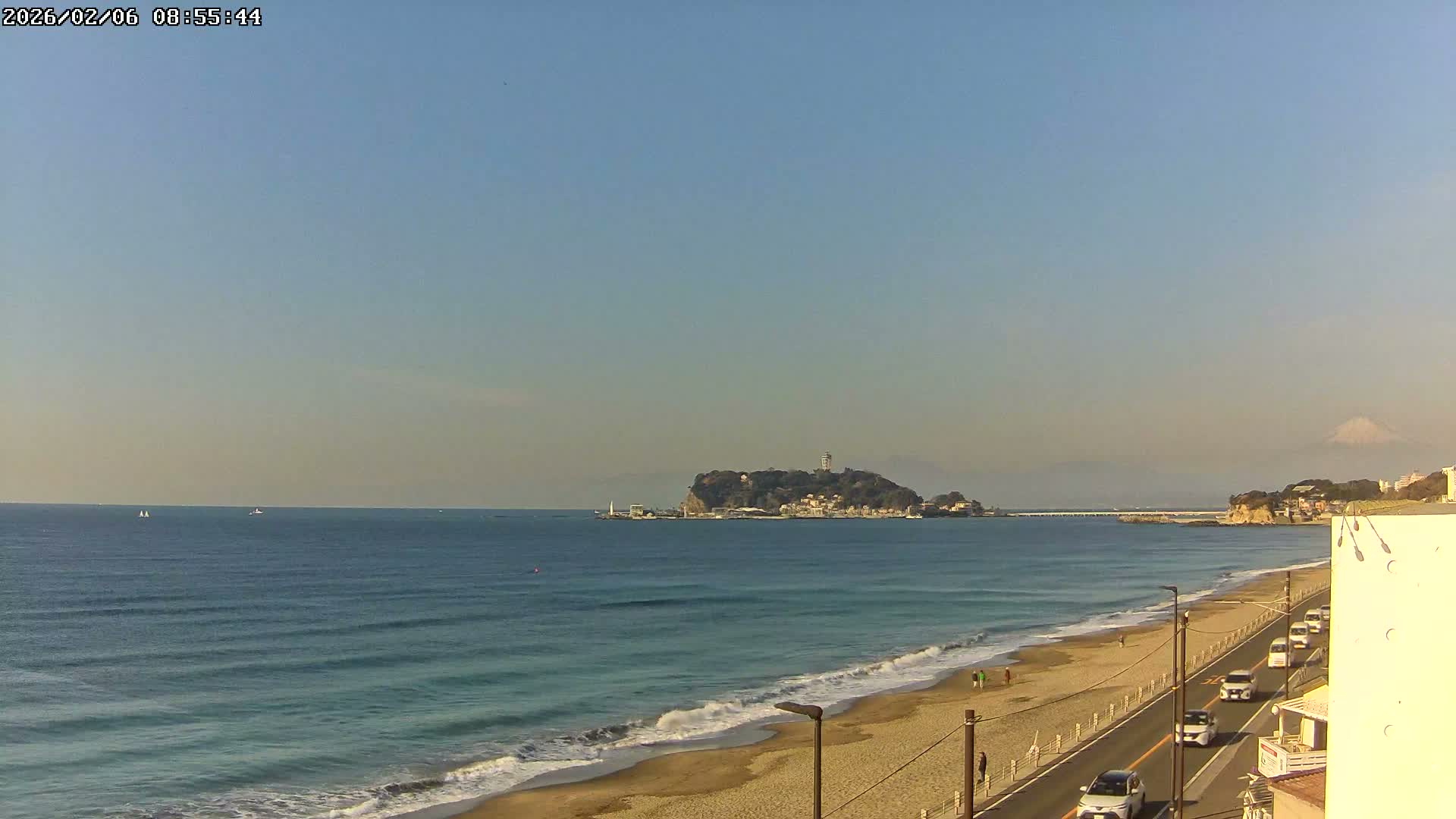 Kanagawa, Kamakura, Shichirigahama Beach & Mount Fuji View ( 神奈川、鎌倉、七里ヶ浜、富士山の眺め ) Live Cam -1 Chome, Shichirigahama, Kamakura, Kanagawa, Kanto, Honshu, Japan 