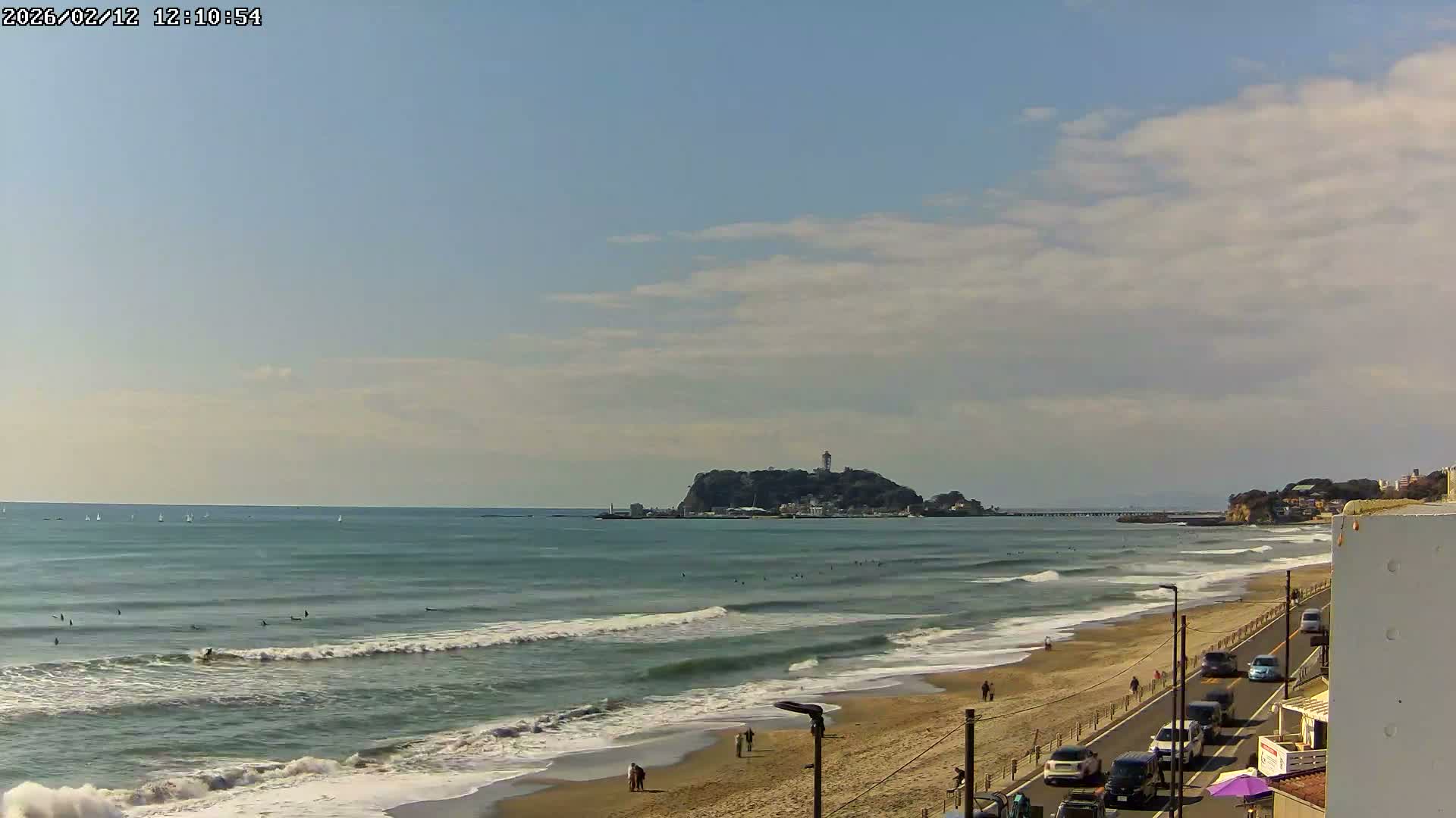 Kanagawa, Kamakura, Shichirigahama Beach & Mount Fuji View ( 神奈川、鎌倉、七里ヶ浜、富士山の眺め ) Live Cam -1 Chome, Shichirigahama, Kamakura, Kanagawa, Kanto, Honshu, Japan 