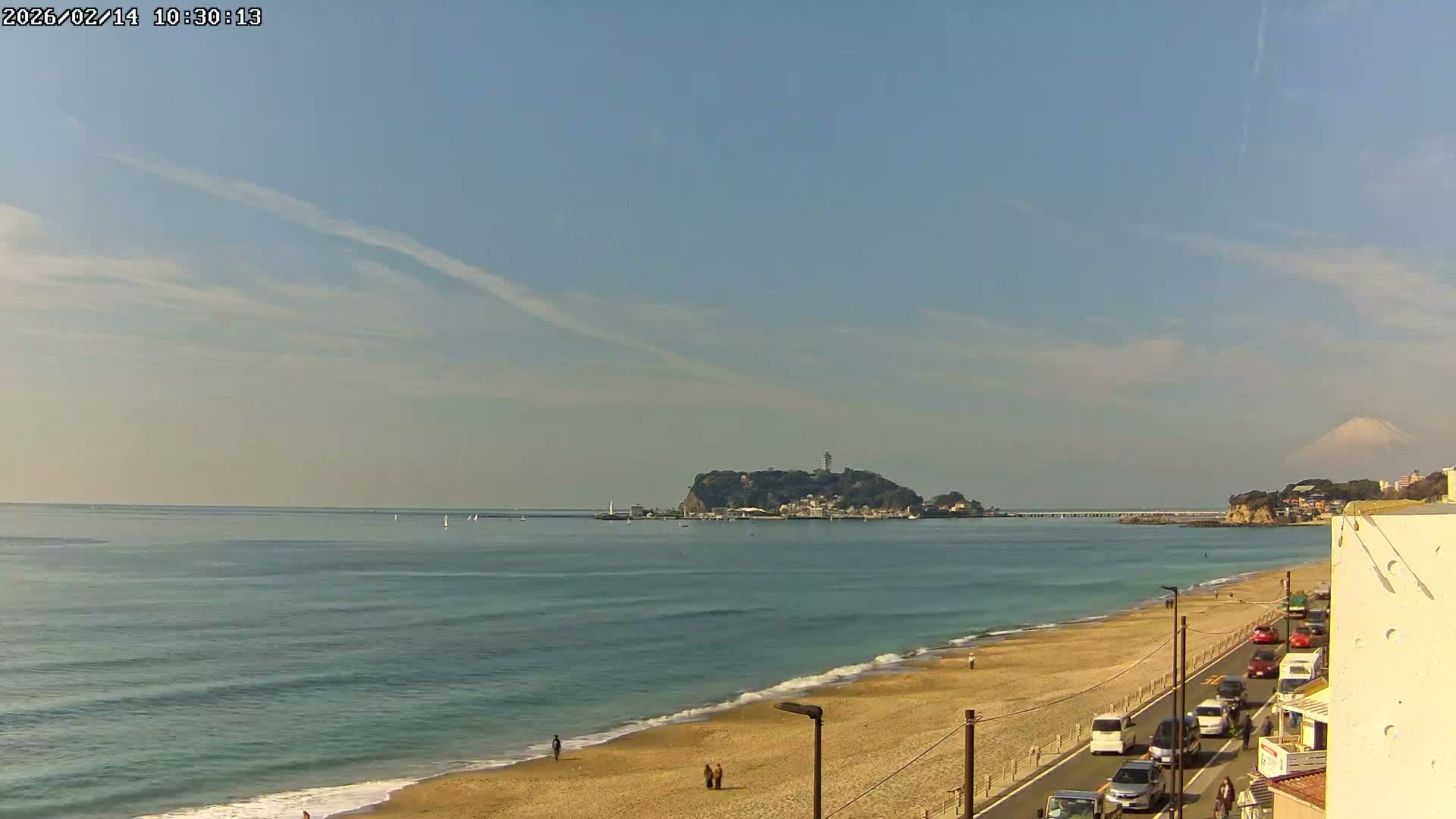 Kanagawa, Kamakura, Shichirigahama Beach & Mount Fuji View ( 神奈川、鎌倉、七里ヶ浜、富士山の眺め ) Live Cam -1 Chome, Shichirigahama, Kamakura, Kanagawa, Kanto, Honshu, Japan 