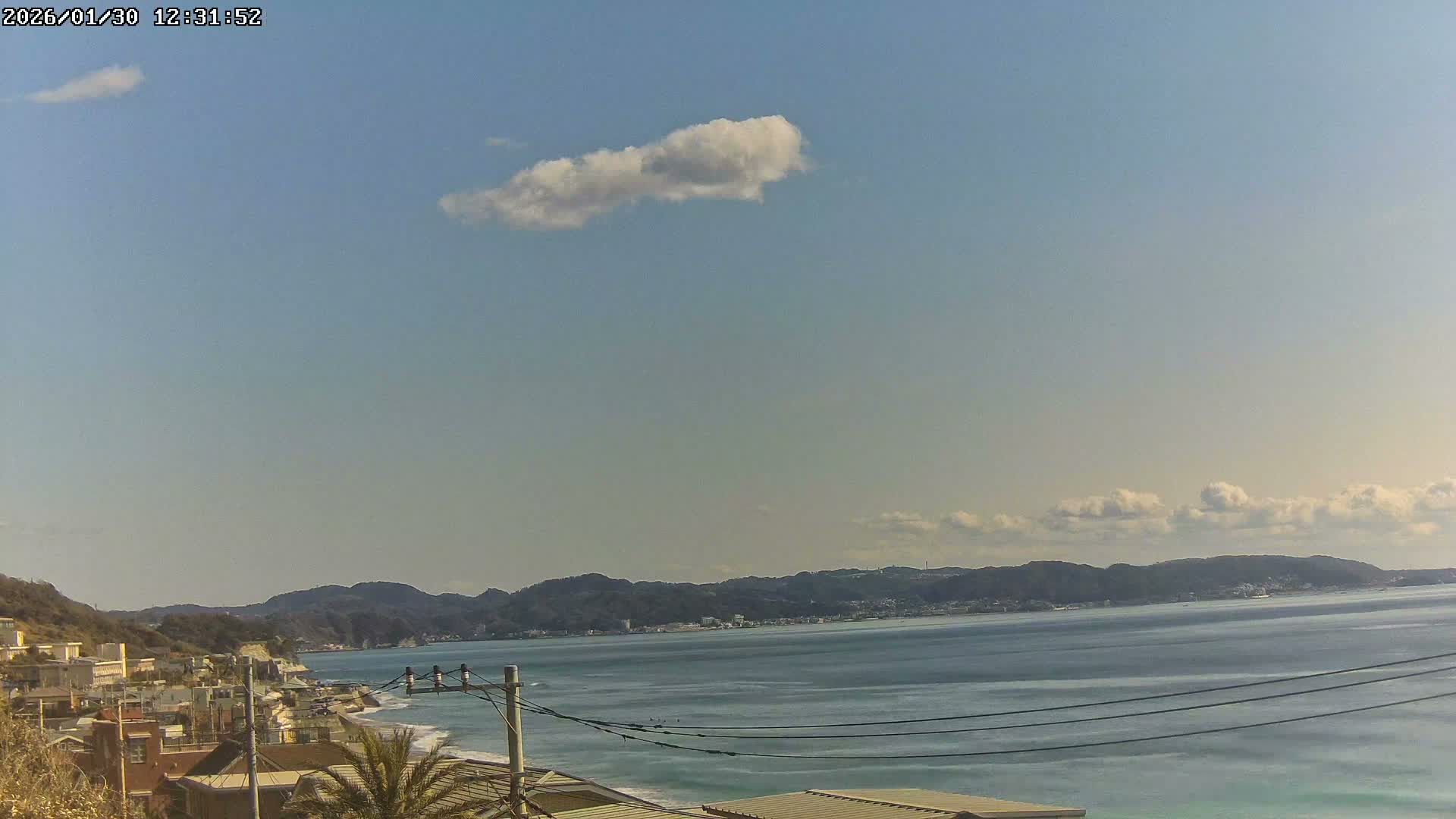 Kanagawa, Kamakura, Shichirigahama Neighborhood  towards Southeast View ( 神奈川・鎌倉・七里ヶ浜地区 南東方面 ) Live Cam -2 Chome, Shichirigahama, Kamakura, Kanagawa, Kanto, Honshu, Japan 
