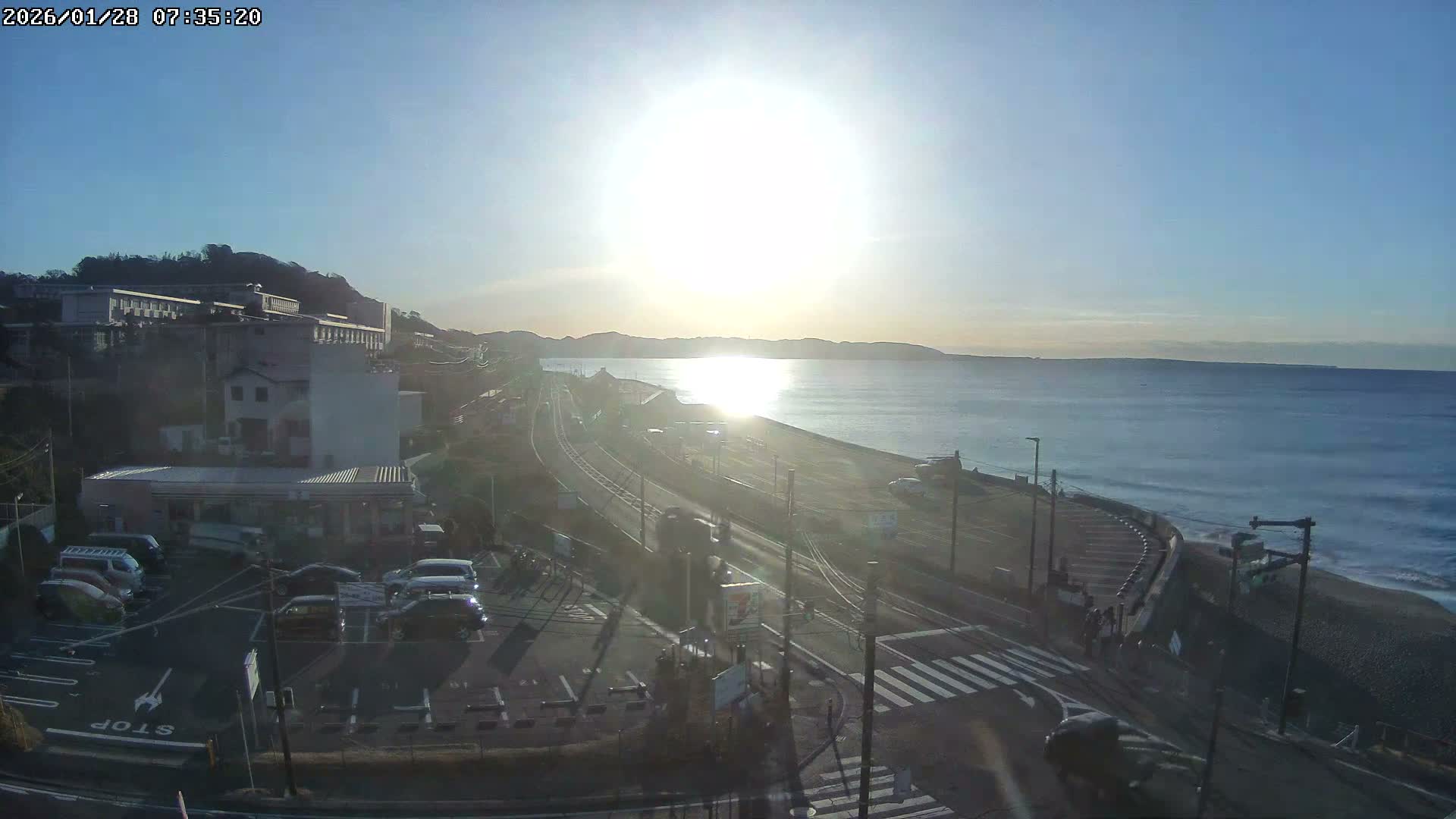 Kanagawa, Kamakura, Shichirigahama Beach Southeast  View ( 神奈川県鎌倉市七里ヶ浜海岸東南景 ) Live Cam -1 Chome, Shichirigahama, Kamakura, Kanagawa, Kanto, Honshu, Japan 