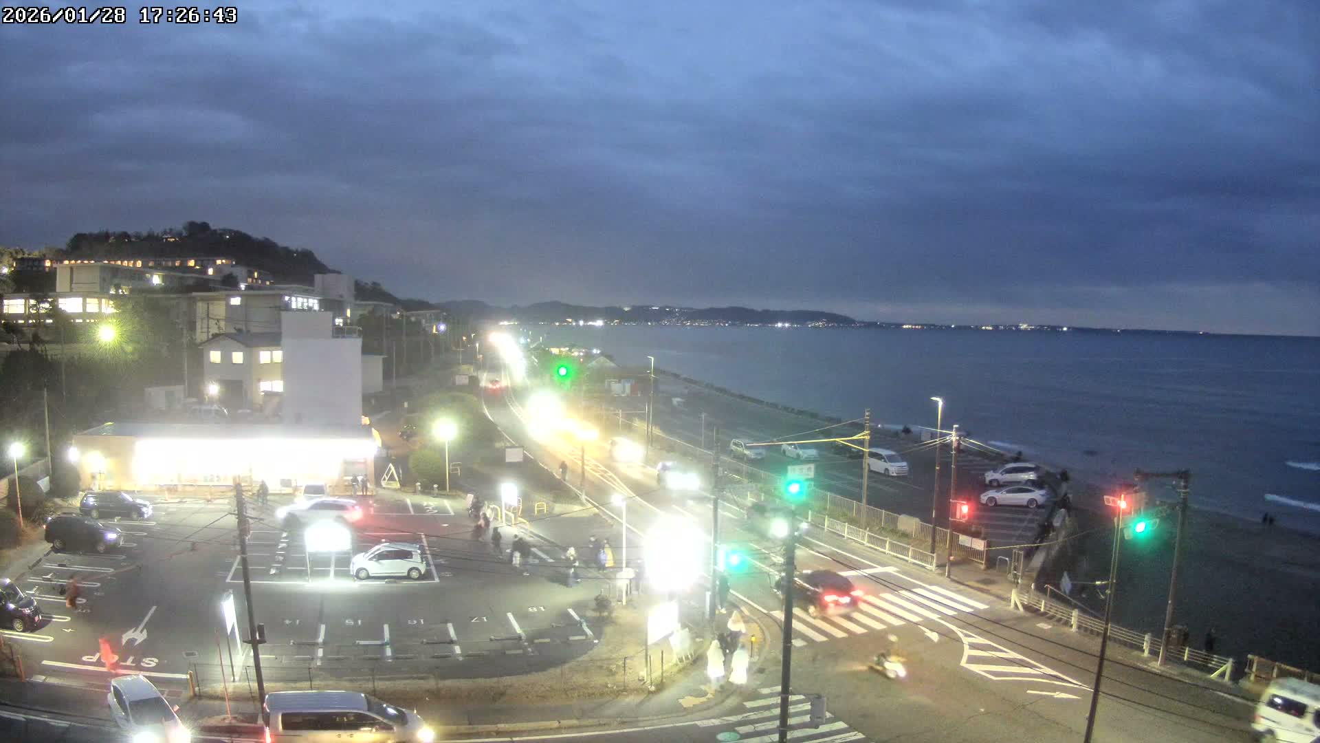 Kanagawa, Kamakura, Shichirigahama Beach Southeast  View ( 神奈川県鎌倉市七里ヶ浜海岸東南景 ) Live Cam -1 Chome, Shichirigahama, Kamakura, Kanagawa, Kanto, Honshu, Japan 