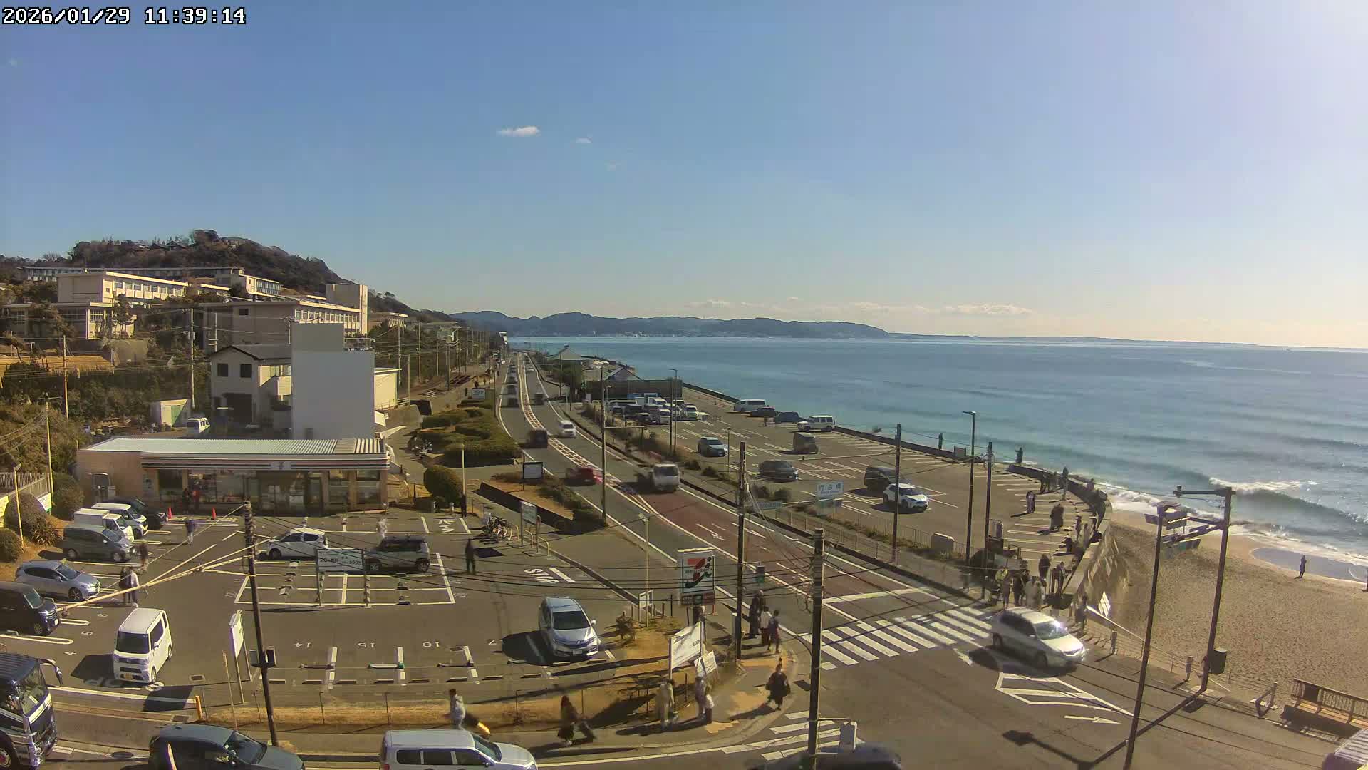 Kanagawa, Kamakura, Shichirigahama Beach Southeast  View ( 神奈川県鎌倉市七里ヶ浜海岸東南景 ) Live Cam -1 Chome, Shichirigahama, Kamakura, Kanagawa, Kanto, Honshu, Japan 