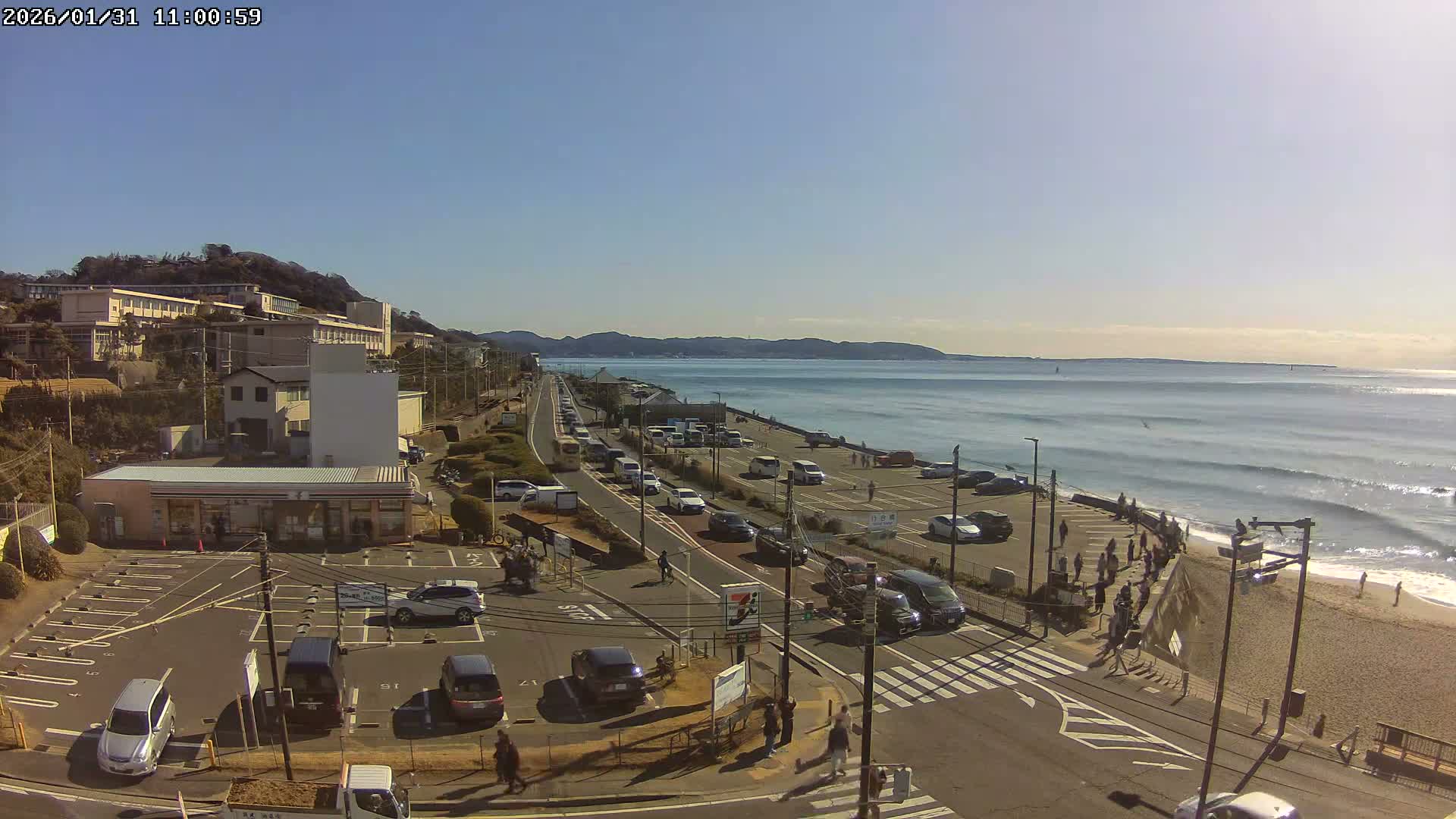 Kanagawa, Kamakura, Shichirigahama Beach Southeast  View ( 神奈川県鎌倉市七里ヶ浜海岸東南景 ) Live Cam -1 Chome, Shichirigahama, Kamakura, Kanagawa, Kanto, Honshu, Japan 