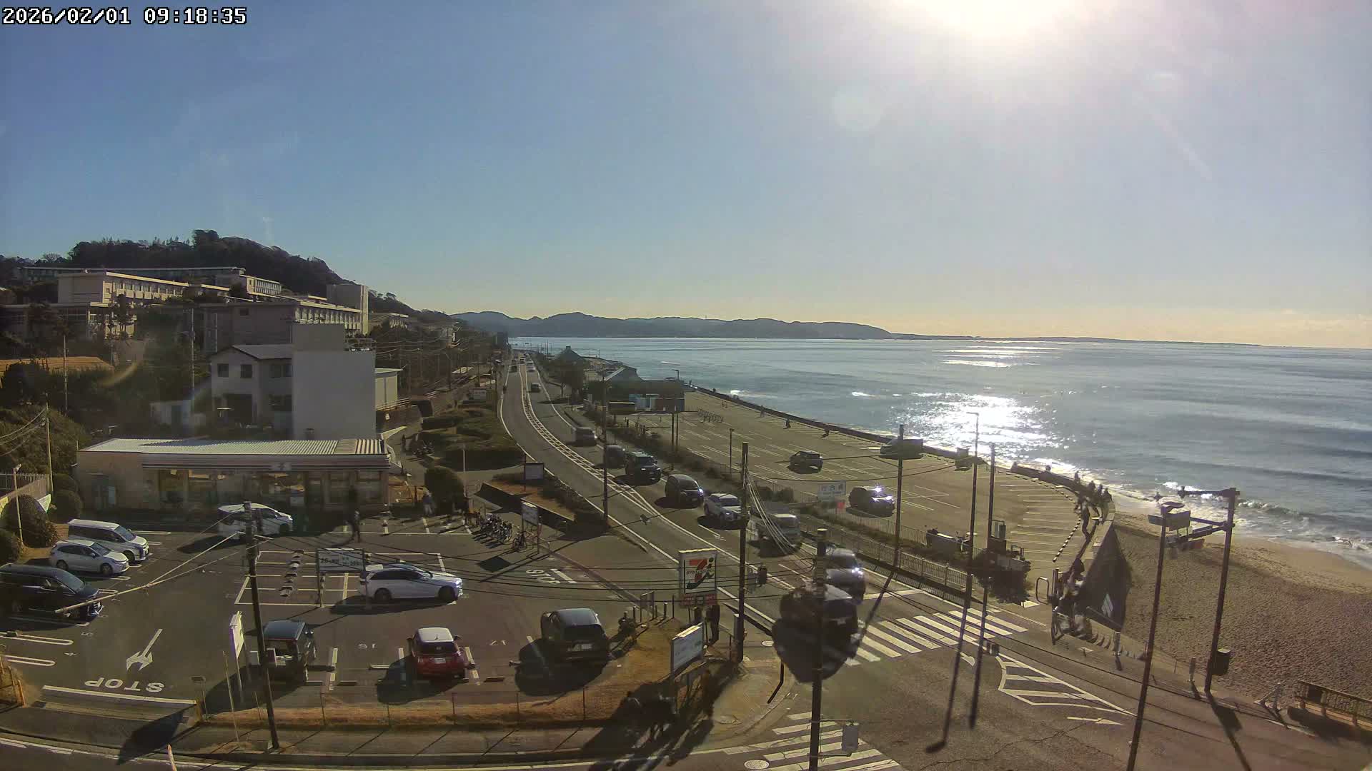Kanagawa, Kamakura, Shichirigahama Beach Southeast  View ( 神奈川県鎌倉市七里ヶ浜海岸東南景 ) Live Cam -1 Chome, Shichirigahama, Kamakura, Kanagawa, Kanto, Honshu, Japan 