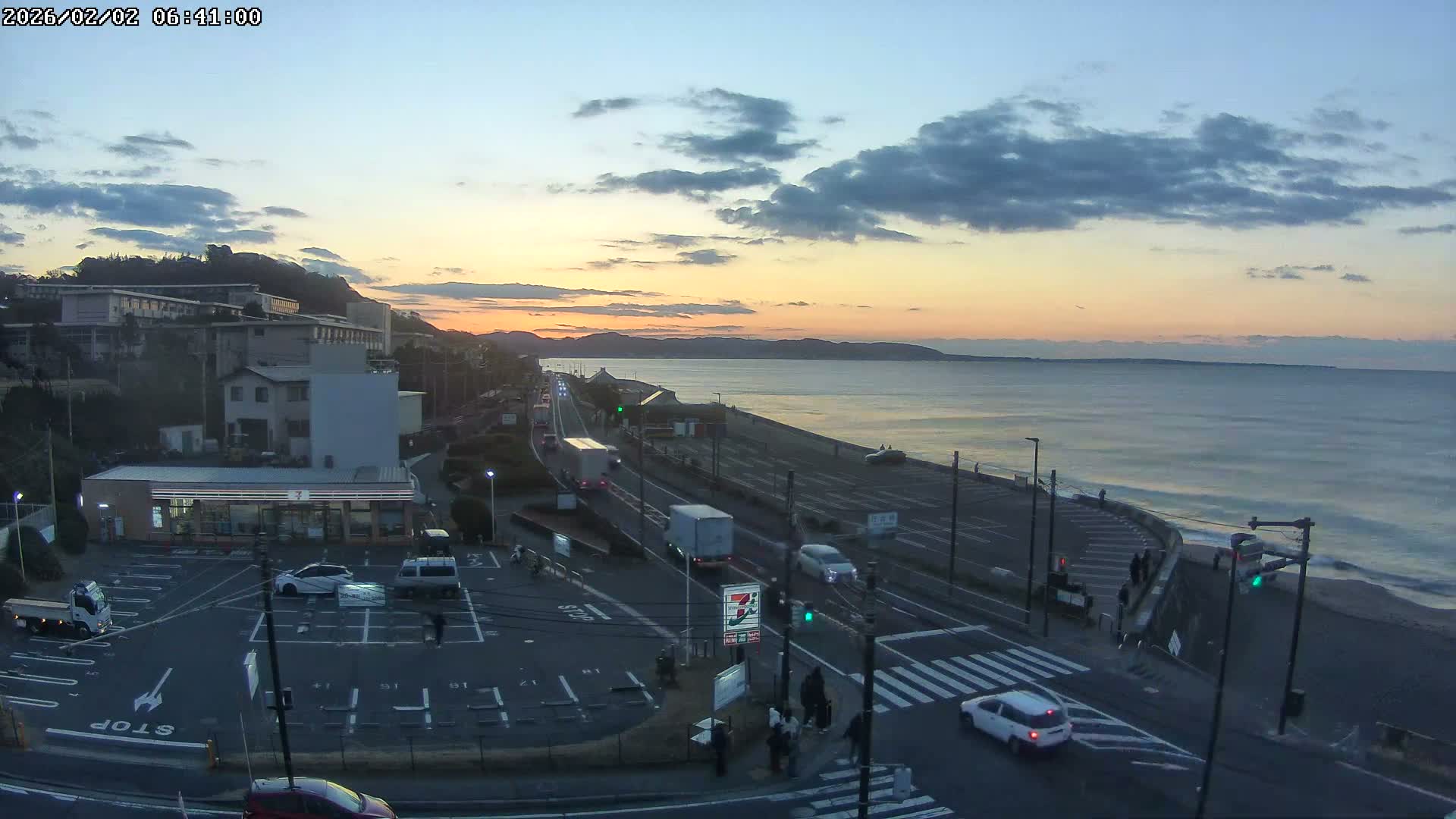 Kanagawa, Kamakura, Shichirigahama Beach Southeast  View ( 神奈川県鎌倉市七里ヶ浜海岸東南景 ) Live Cam -1 Chome, Shichirigahama, Kamakura, Kanagawa, Kanto, Honshu, Japan 