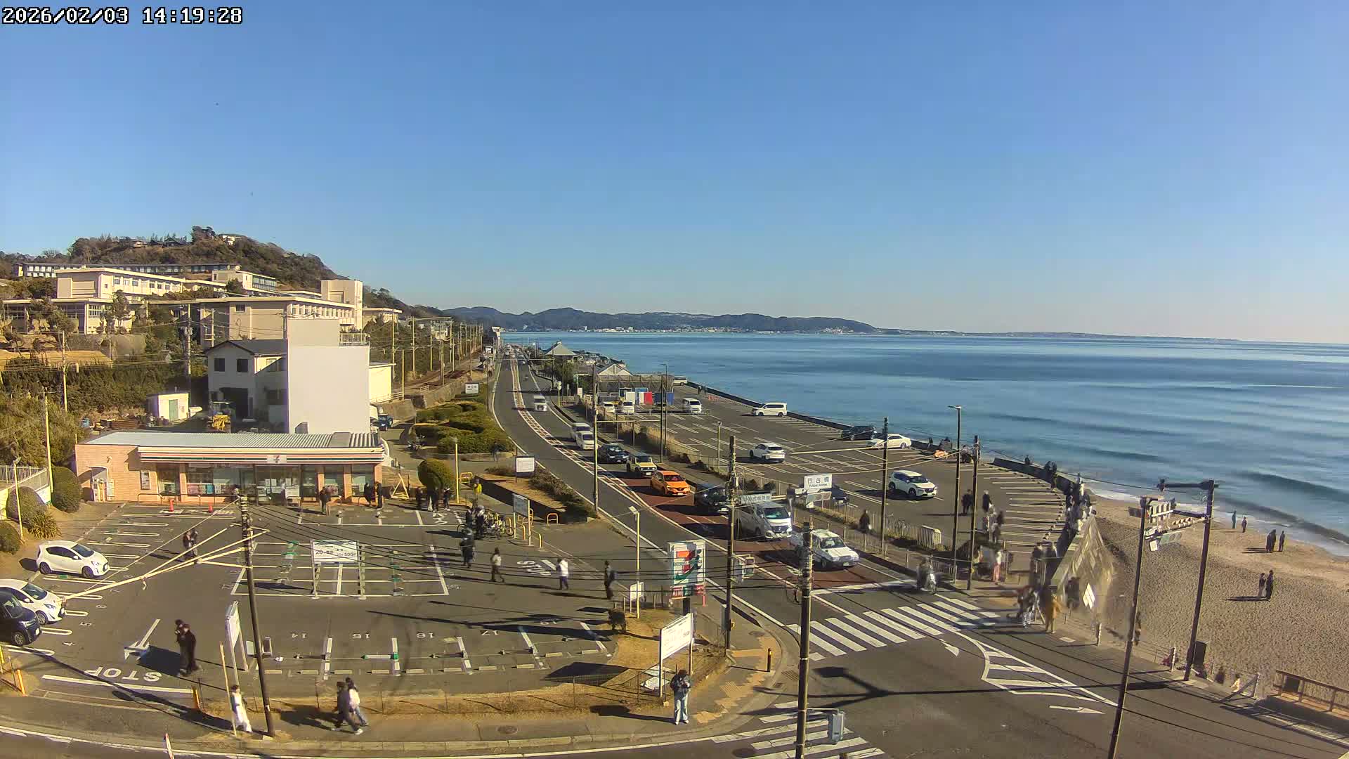 Kanagawa, Kamakura, Shichirigahama Beach Southeast  View ( 神奈川県鎌倉市七里ヶ浜海岸東南景 ) Live Cam -1 Chome, Shichirigahama, Kamakura, Kanagawa, Kanto, Honshu, Japan 