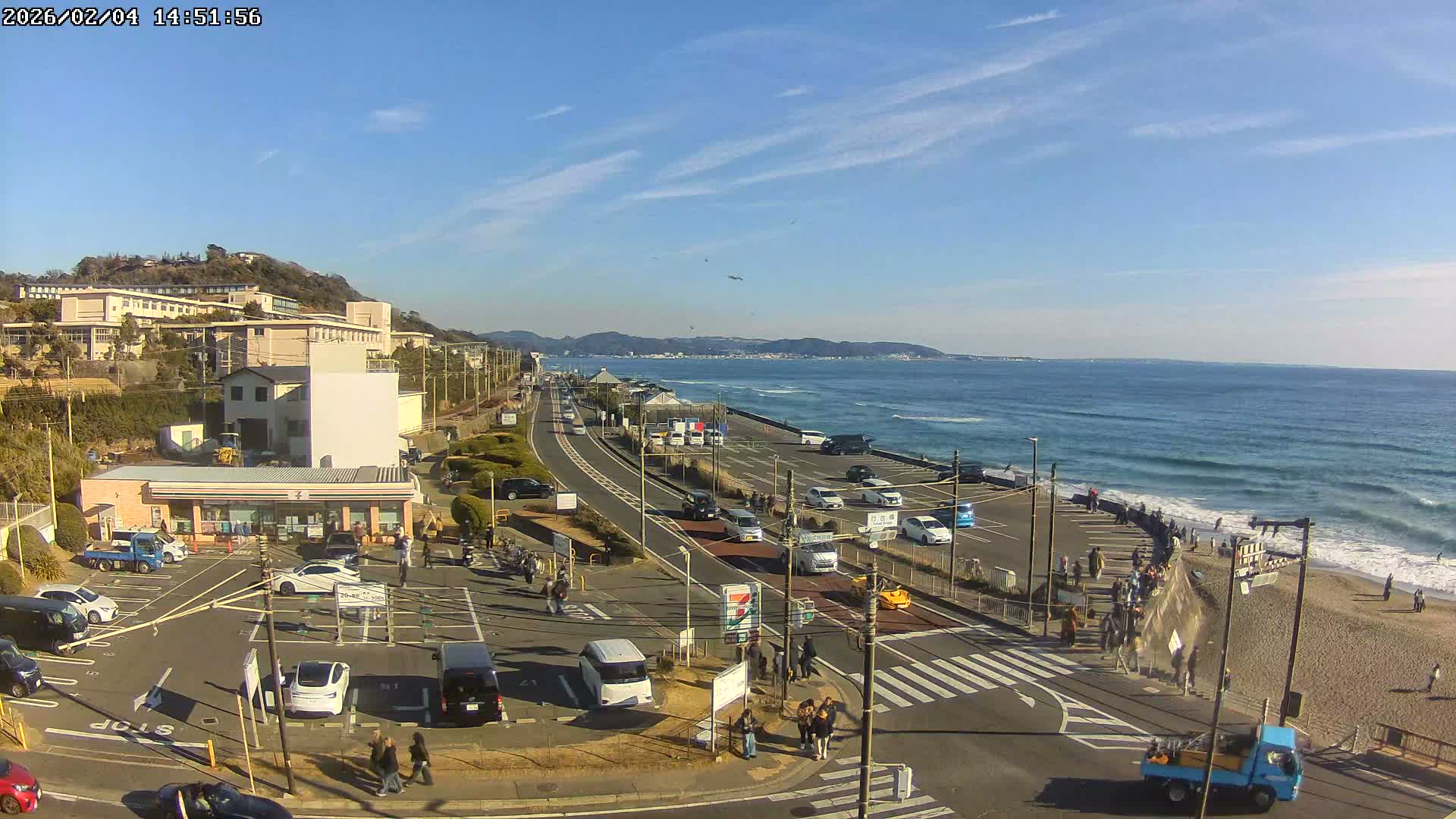 Kanagawa, Kamakura, Shichirigahama Beach Southeast  View ( 神奈川県鎌倉市七里ヶ浜海岸東南景 ) Live Cam -1 Chome, Shichirigahama, Kamakura, Kanagawa, Kanto, Honshu, Japan 