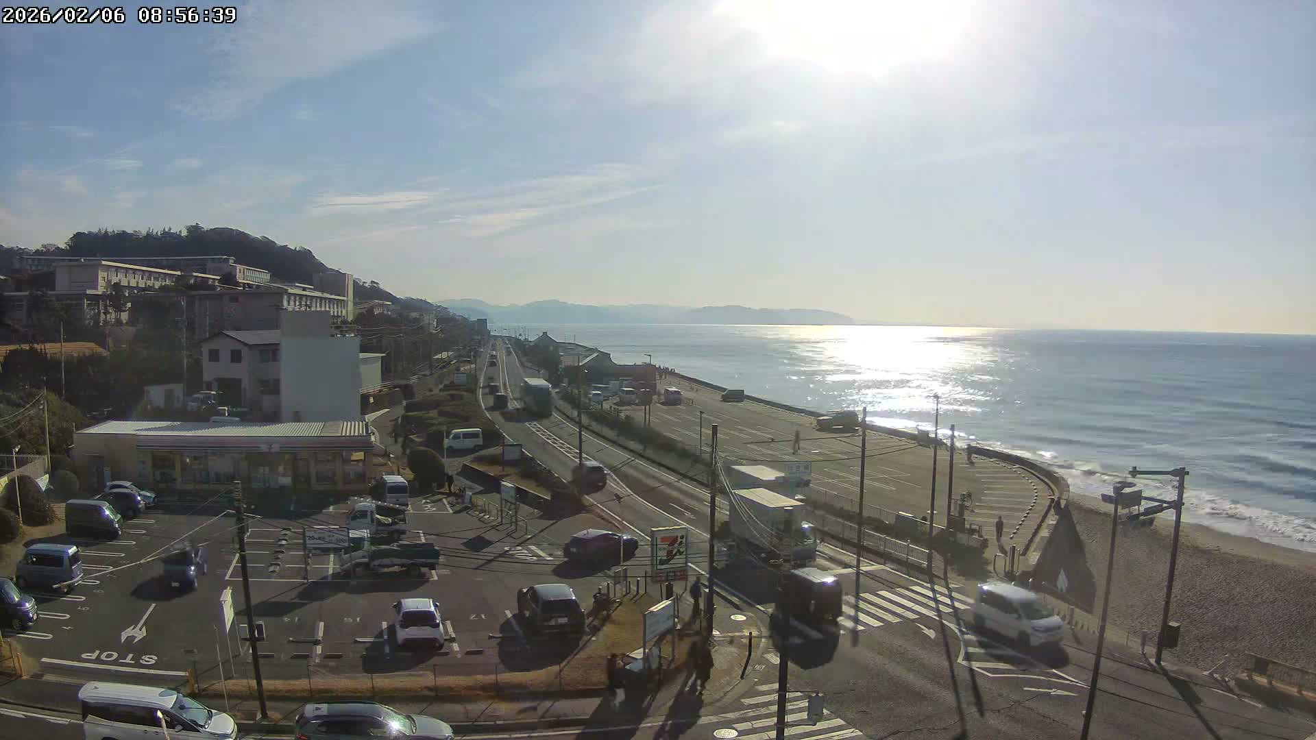 Kanagawa, Kamakura, Shichirigahama Beach Southeast  View ( 神奈川県鎌倉市七里ヶ浜海岸東南景 ) Live Cam -1 Chome, Shichirigahama, Kamakura, Kanagawa, Kanto, Honshu, Japan 