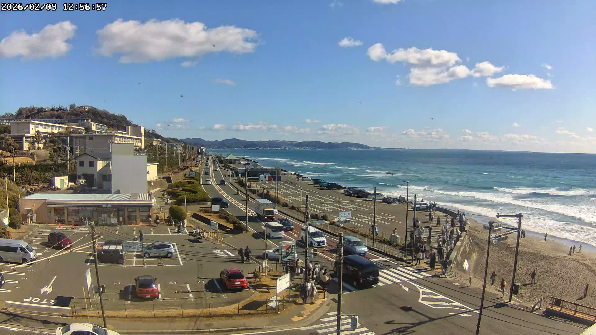Kanagawa, Kamakura, Shichirigahama Beach Southeast  View ( 神奈川県鎌倉市七里ヶ浜海岸東南景 ) Live Cam -1 Chome, Shichirigahama, Kamakura, Kanagawa, Kanto, Honshu, Japan 