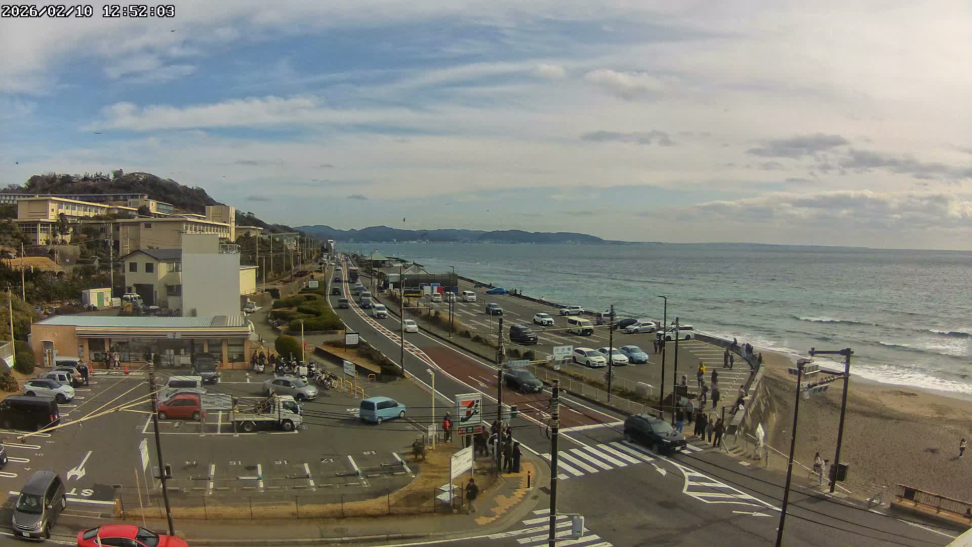 Kanagawa, Kamakura, Shichirigahama Beach Southeast  View ( 神奈川県鎌倉市七里ヶ浜海岸東南景 ) Live Cam -1 Chome, Shichirigahama, Kamakura, Kanagawa, Kanto, Honshu, Japan 