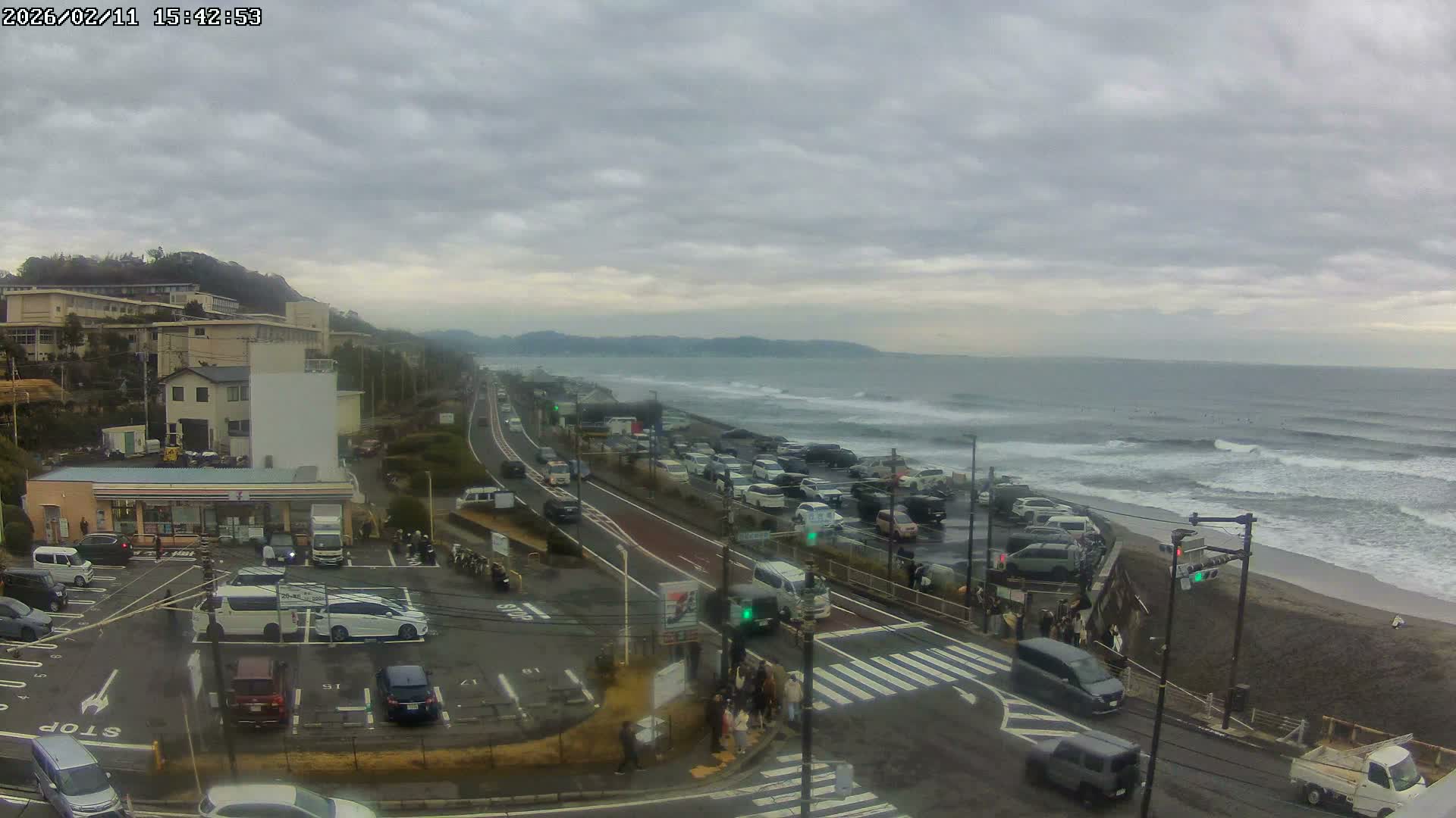 Kanagawa, Kamakura, Shichirigahama Beach Southeast  View ( 神奈川県鎌倉市七里ヶ浜海岸東南景 ) Live Cam -1 Chome, Shichirigahama, Kamakura, Kanagawa, Kanto, Honshu, Japan 