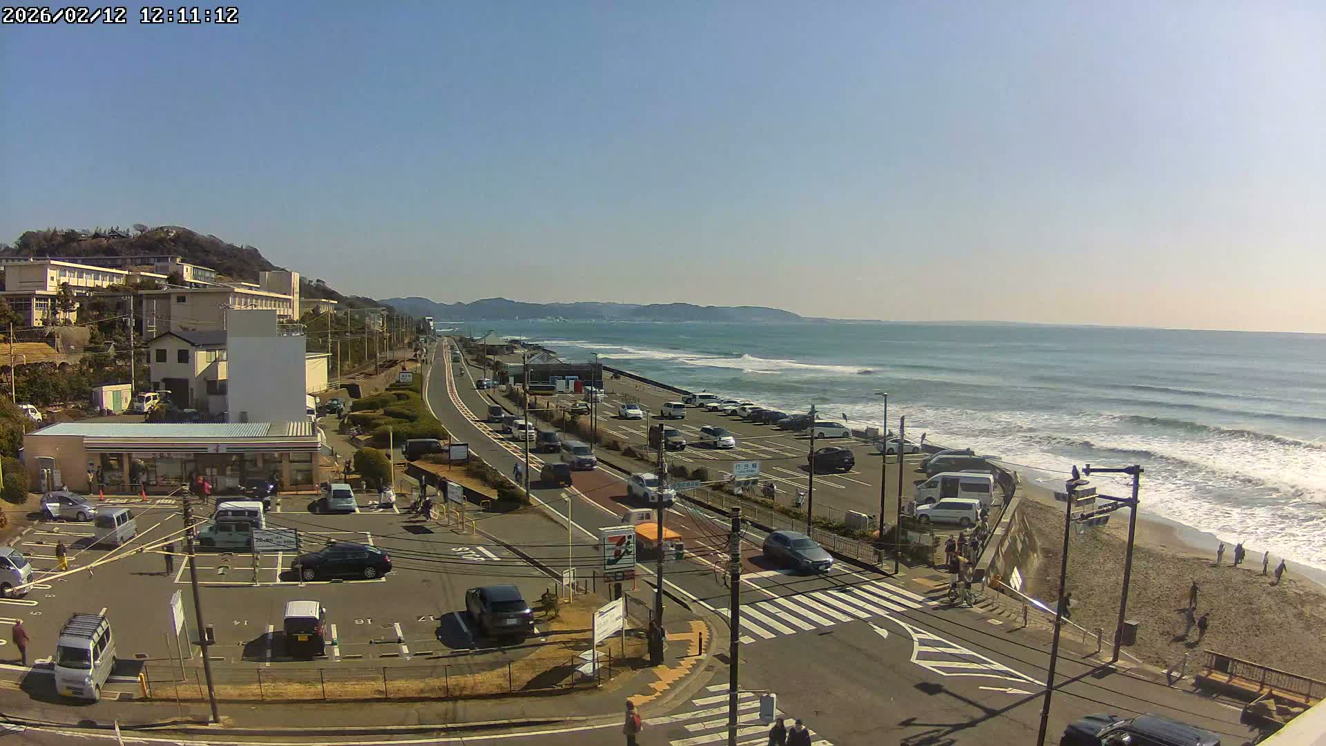 Kanagawa, Kamakura, Shichirigahama Beach Southeast  View ( 神奈川県鎌倉市七里ヶ浜海岸東南景 ) Live Cam -1 Chome, Shichirigahama, Kamakura, Kanagawa, Kanto, Honshu, Japan 