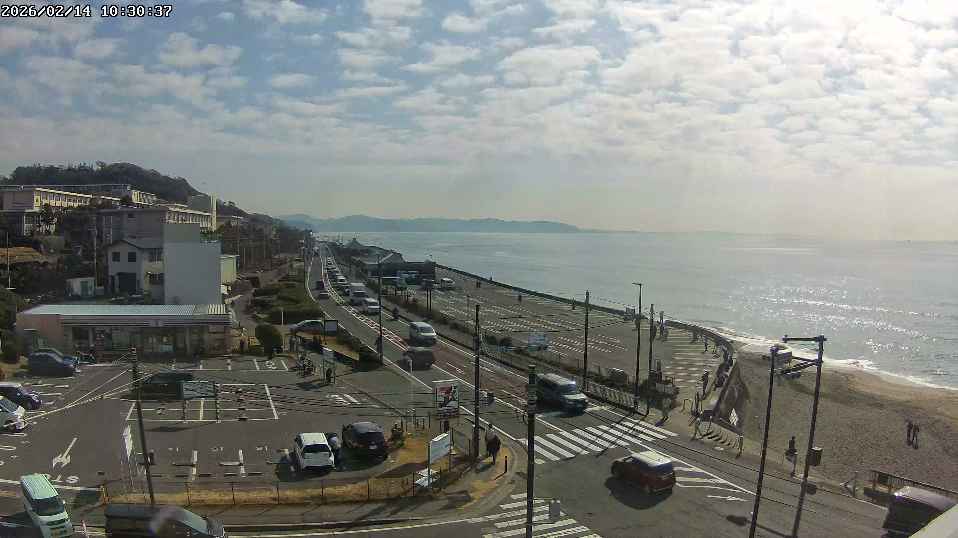 Kanagawa, Kamakura, Shichirigahama Beach Southeast  View ( 神奈川県鎌倉市七里ヶ浜海岸東南景 ) Live Cam -1 Chome, Shichirigahama, Kamakura, Kanagawa, Kanto, Honshu, Japan 