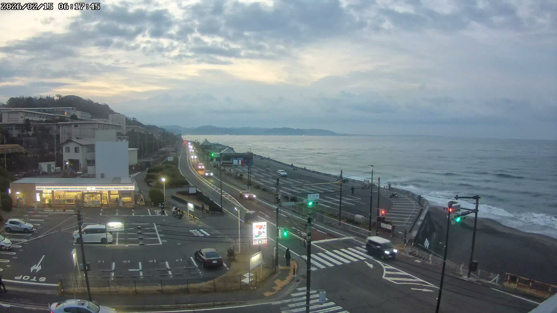 Kanagawa, Kamakura, Shichirigahama Beach Southeast  View ( 神奈川県鎌倉市七里ヶ浜海岸東南景 ) Live Cam -1 Chome, Shichirigahama, Kamakura, Kanagawa, Kanto, Honshu, Japan 