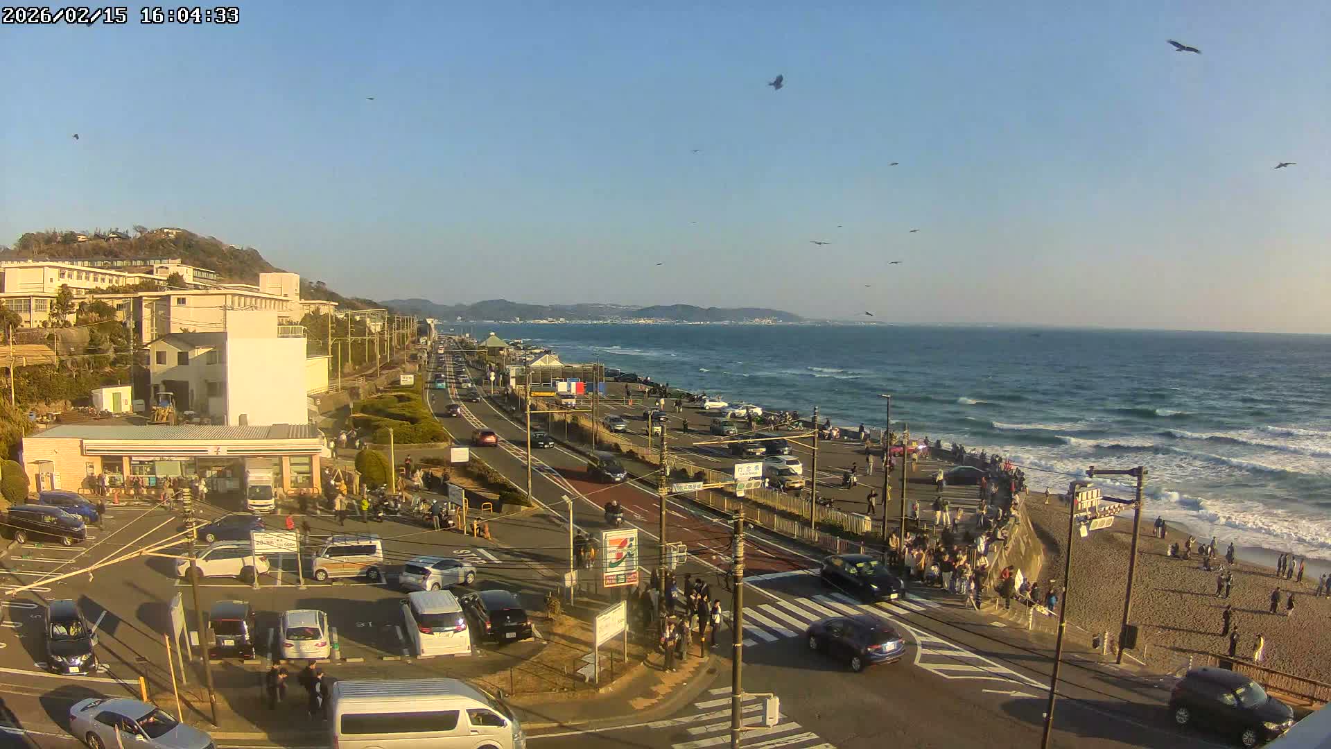 Kanagawa, Kamakura, Shichirigahama Beach Southeast  View ( 神奈川県鎌倉市七里ヶ浜海岸東南景 ) Live Cam -1 Chome, Shichirigahama, Kamakura, Kanagawa, Kanto, Honshu, Japan 