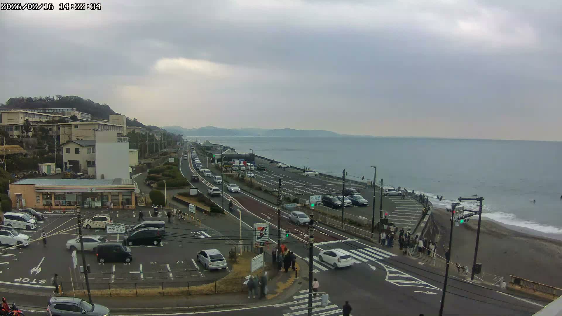 Kanagawa, Kamakura, Shichirigahama Beach Southeast  View ( 神奈川県鎌倉市七里ヶ浜海岸東南景 ) Live Cam -1 Chome, Shichirigahama, Kamakura, Kanagawa, Kanto, Honshu, Japan 