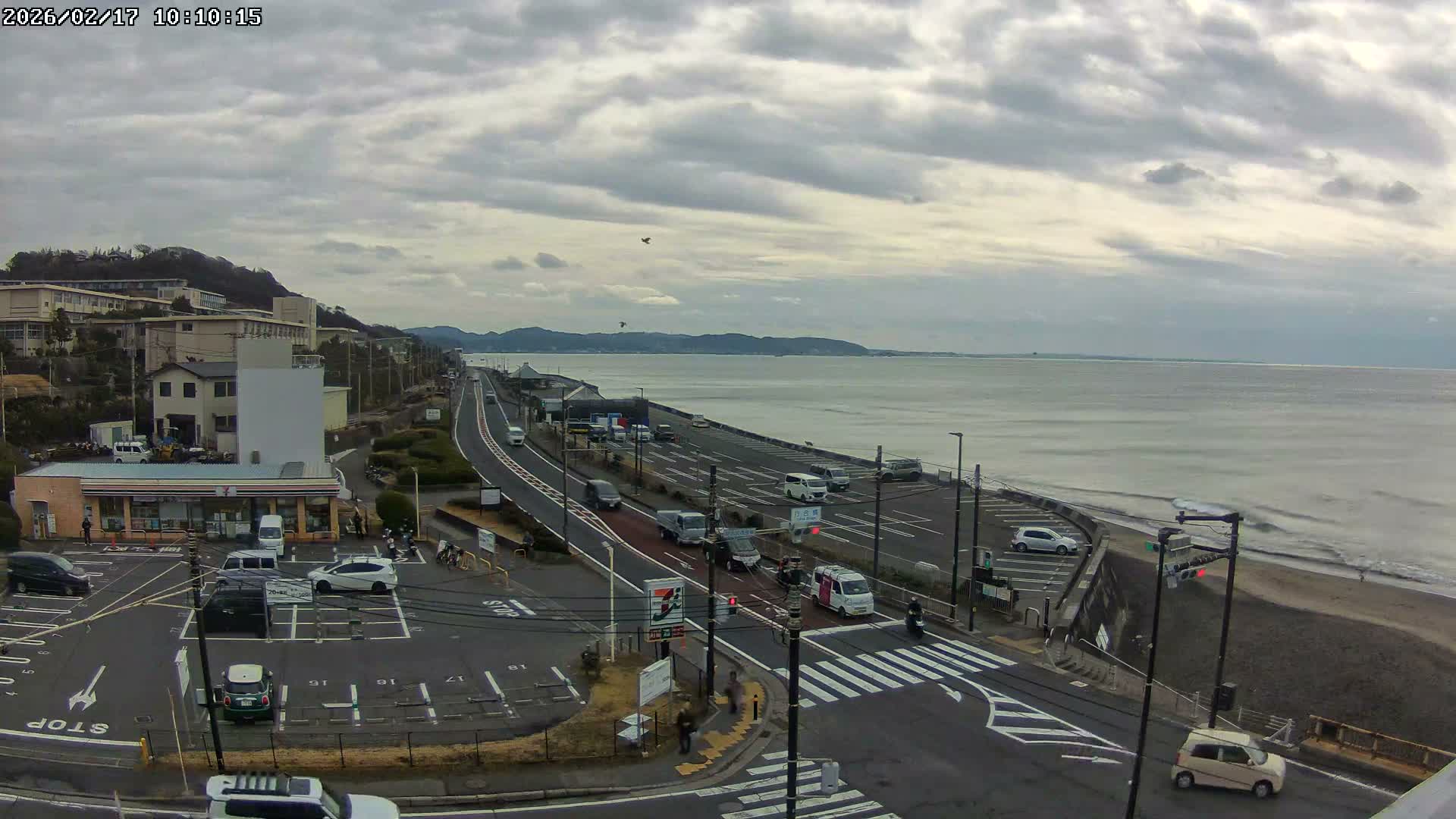 Kanagawa, Kamakura, Shichirigahama Beach Southeast  View ( 神奈川県鎌倉市七里ヶ浜海岸東南景 ) Live Cam -1 Chome, Shichirigahama, Kamakura, Kanagawa, Kanto, Honshu, Japan 