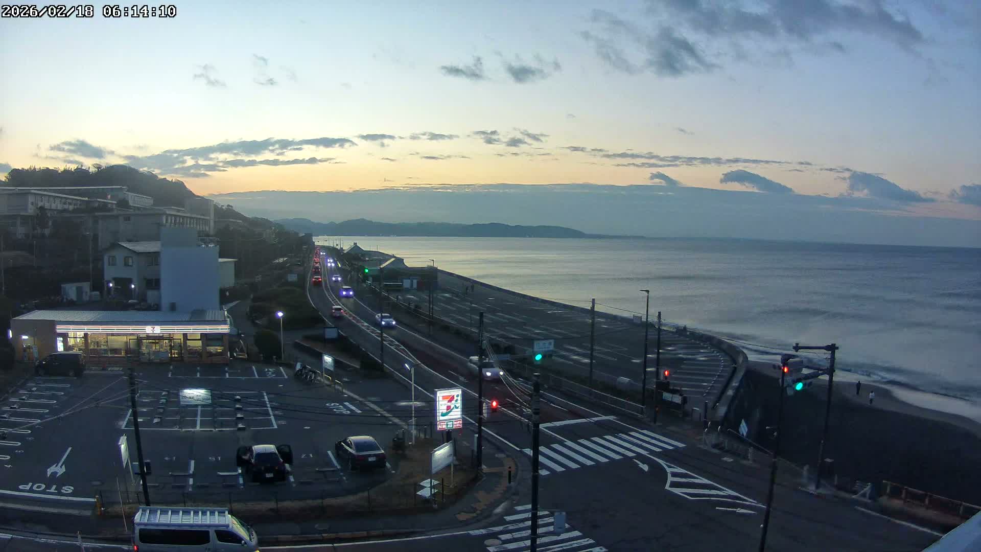 Kanagawa, Kamakura, Shichirigahama Beach Southeast  View ( 神奈川県鎌倉市七里ヶ浜海岸東南景 ) Live Cam -1 Chome, Shichirigahama, Kamakura, Kanagawa, Kanto, Honshu, Japan 