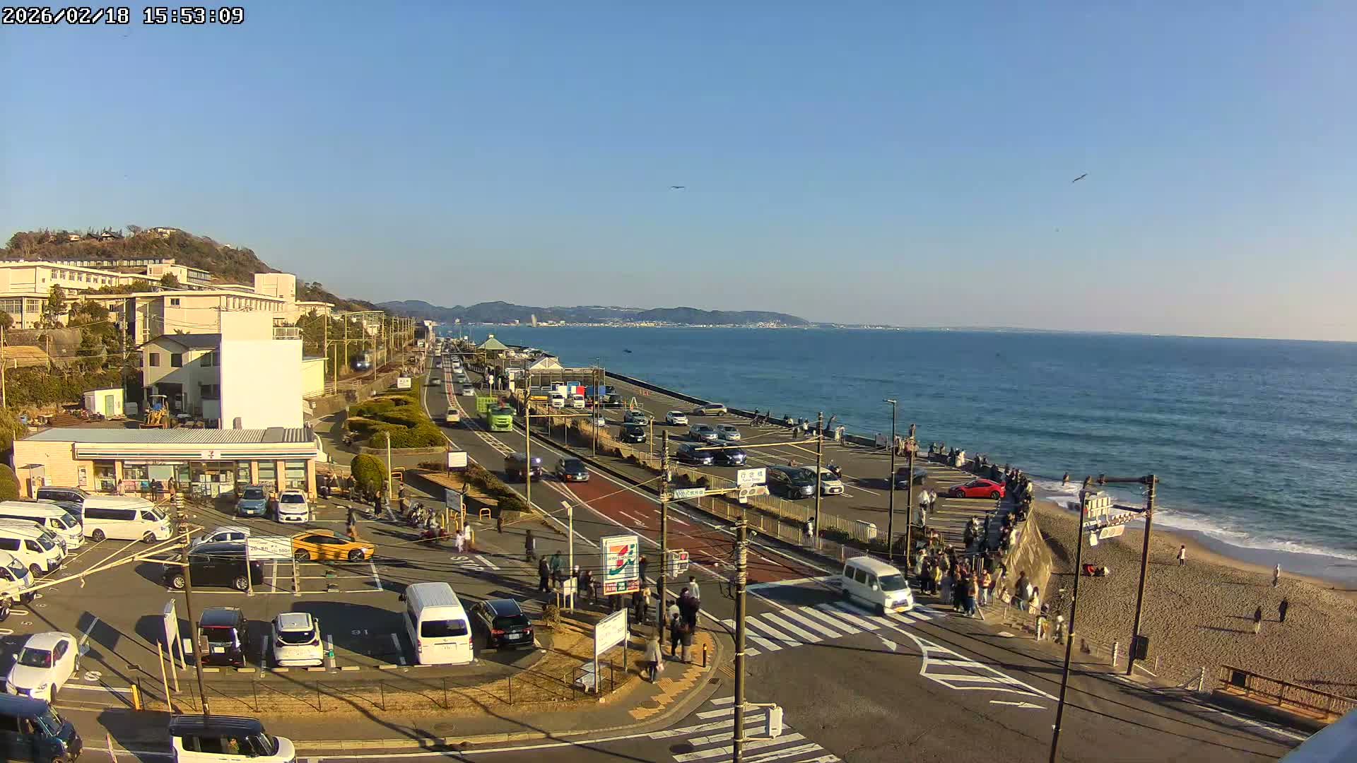 Kanagawa, Kamakura, Shichirigahama Beach Southeast  View ( 神奈川県鎌倉市七里ヶ浜海岸東南景 ) Live Cam -1 Chome, Shichirigahama, Kamakura, Kanagawa, Kanto, Honshu, Japan 