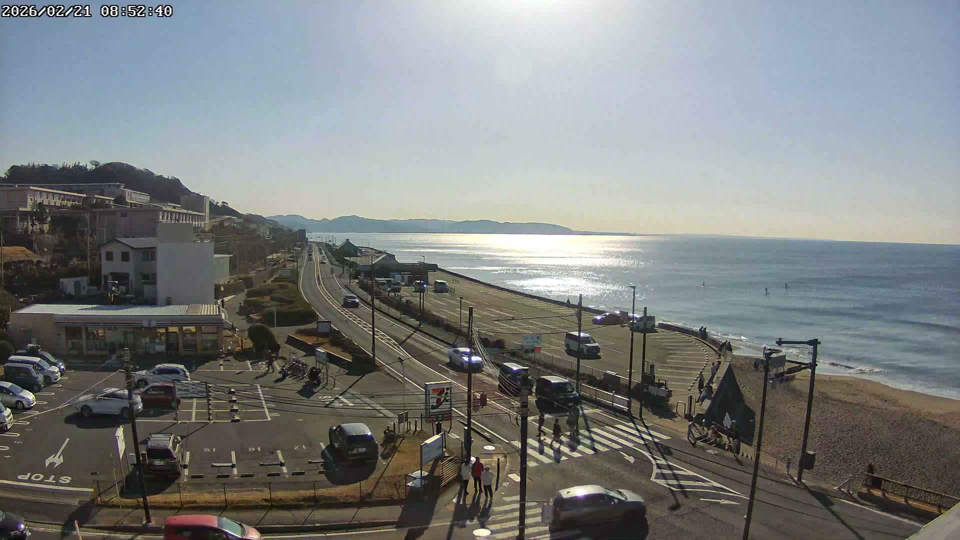 Kanagawa, Kamakura, Shichirigahama Beach Southeast  View ( 神奈川県鎌倉市七里ヶ浜海岸東南景 ) Live Cam -1 Chome, Shichirigahama, Kamakura, Kanagawa, Kanto, Honshu, Japan 