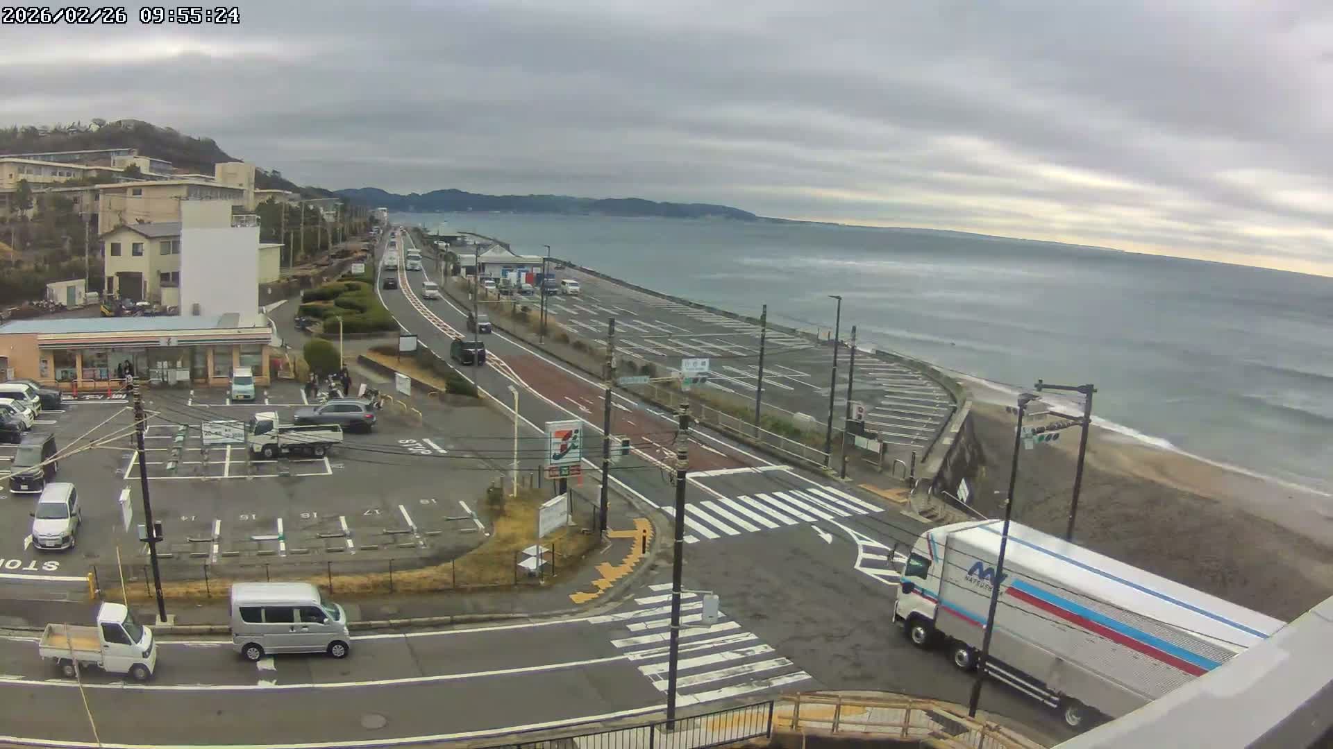Kanagawa, Kamakura, Shichirigahama Beach Southeast  View ( 神奈川県鎌倉市七里ヶ浜海岸東南景 ) Live Cam -1 Chome, Shichirigahama, Kamakura, Kanagawa, Kanto, Honshu, Japan 