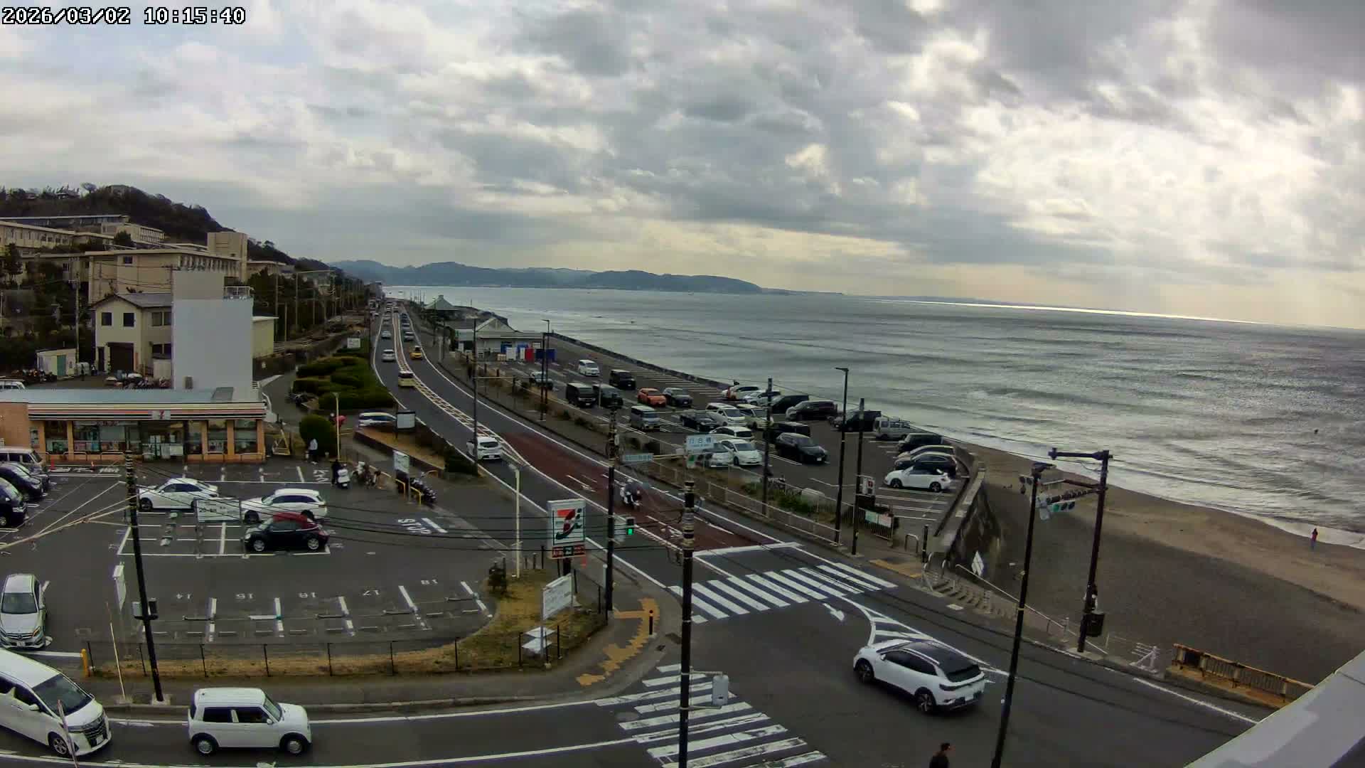 Kanagawa, Kamakura, Shichirigahama Beach Southeast  View ( 神奈川県鎌倉市七里ヶ浜海岸東南景 ) Live Cam -1 Chome, Shichirigahama, Kamakura, Kanagawa, Kanto, Honshu, Japan 