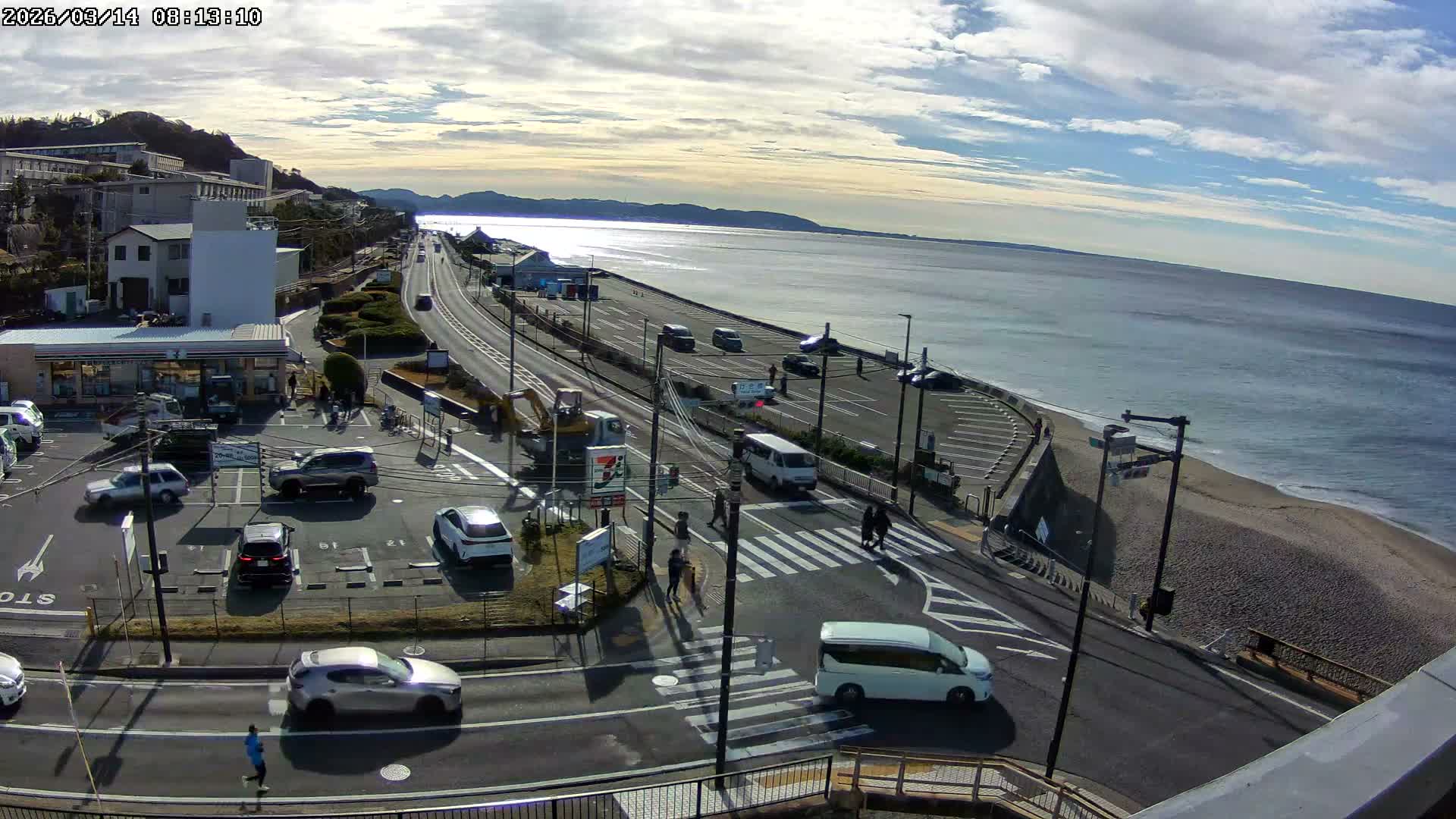 Kanagawa, Kamakura, Shichirigahama Beach Southeast  View ( 神奈川県鎌倉市七里ヶ浜海岸東南景 ) Live Cam -1 Chome, Shichirigahama, Kamakura, Kanagawa, Kanto, Honshu, Japan 